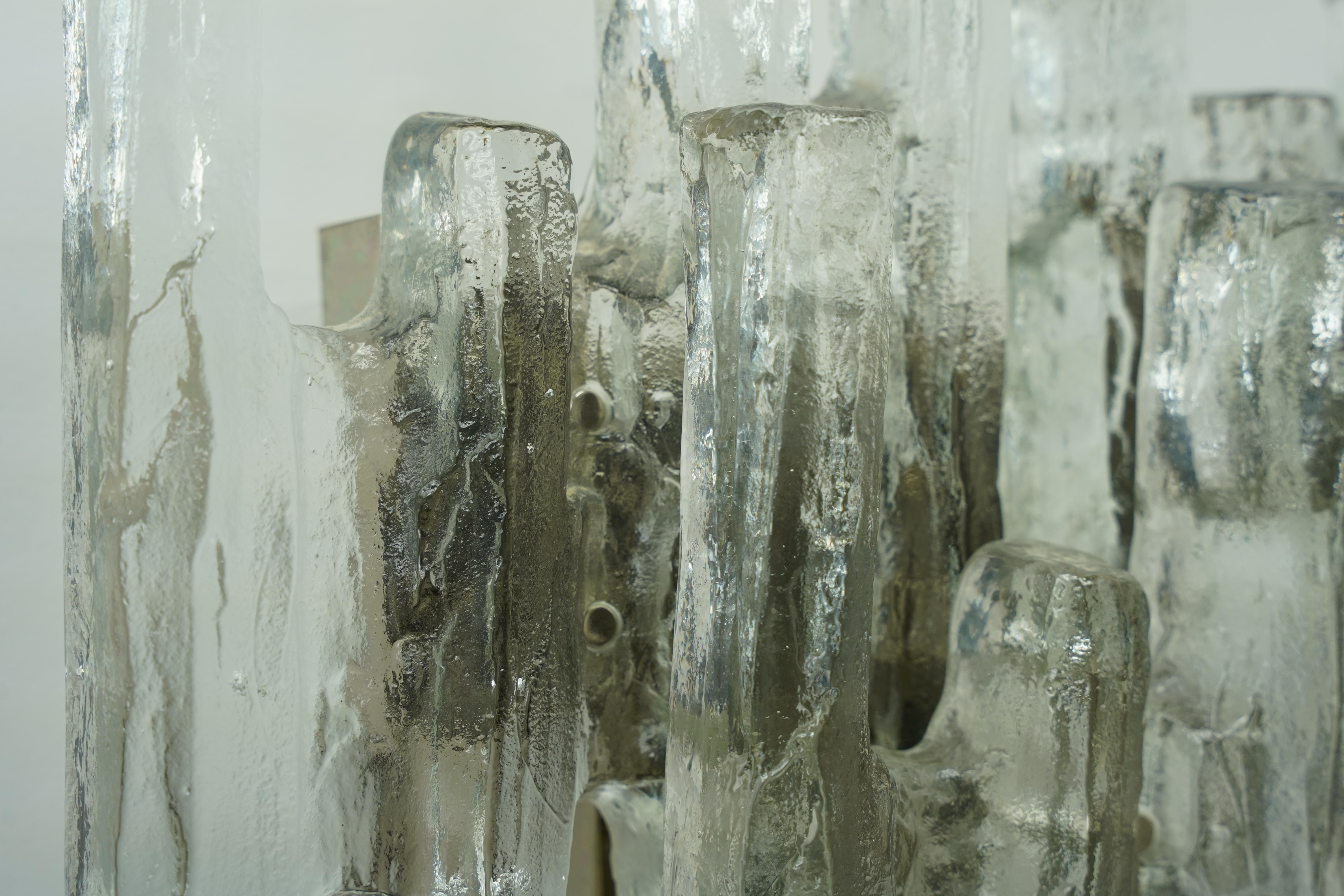 Pair of Kalmar glass Sconces, Vienna Austria, 1970 For Sale 1