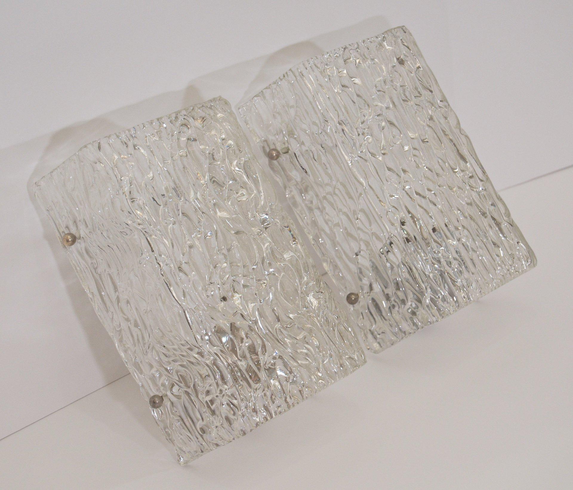 Austrian Pair of Kalmar Ice Glass Sconces