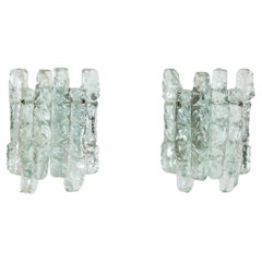 Pair of Kalmar Ice Glass Wall Sconces, 1960s