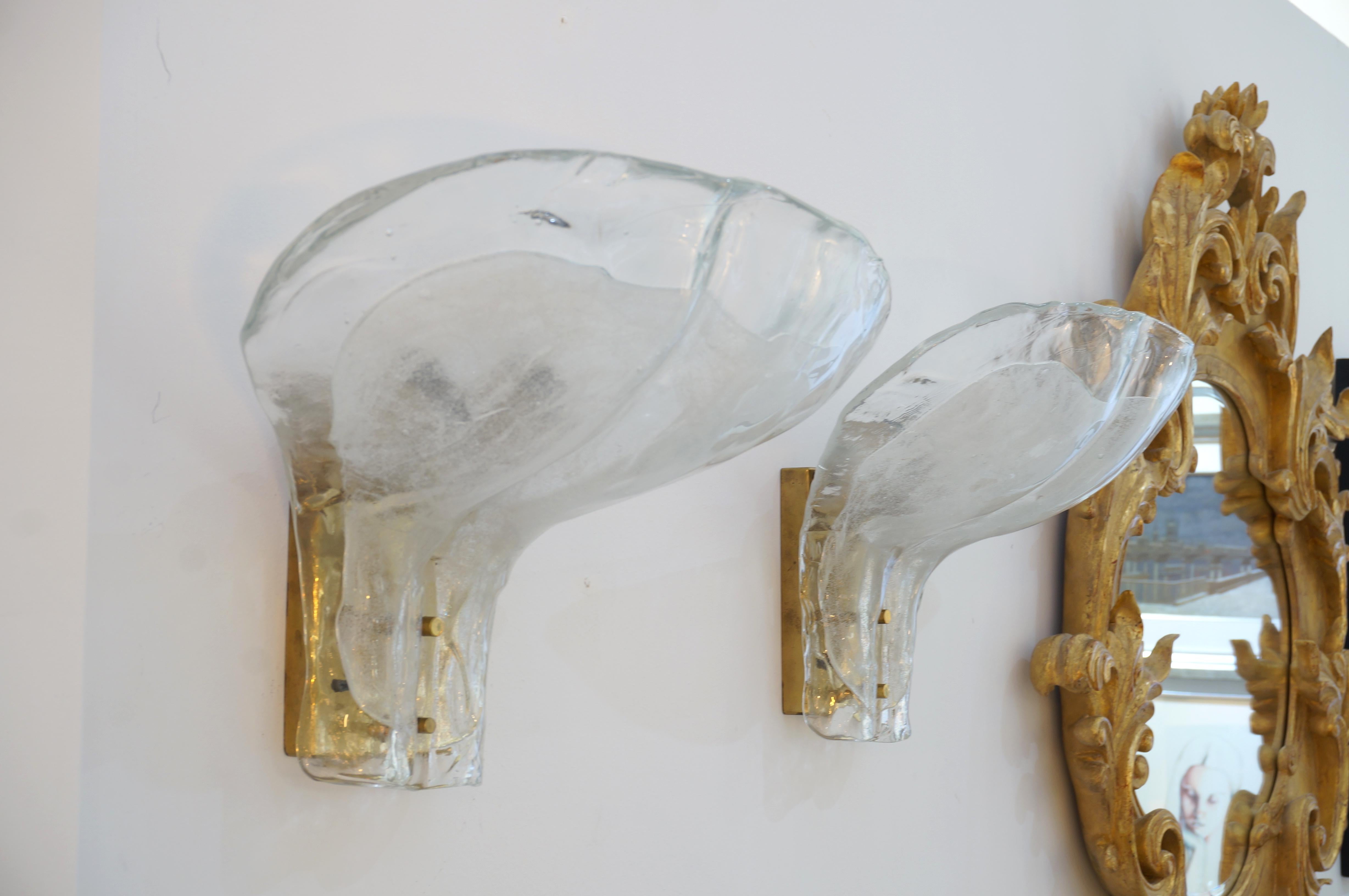 20th Century Pair of Kalmar Murano Glass Sconces