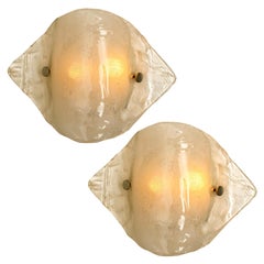 Pair of Kalmar Murano Opal Clear Glass Sconces or Wall Lights, 1970s