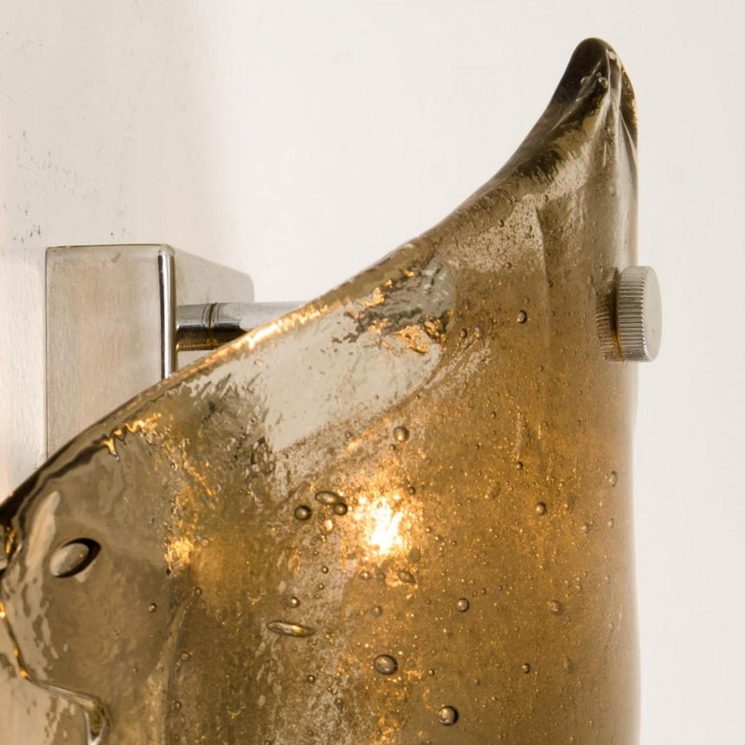 Coppia di lampade da parete o sconsigliate in vetro fumé di Murano, anni Settanta in vendita 2