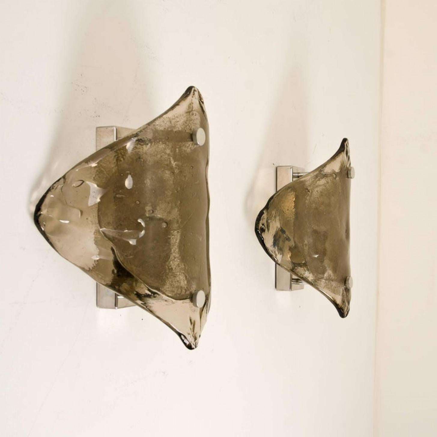 Coppia di lampade da parete o sconsigliate in vetro fumé di Murano, anni Settanta in vendita 3