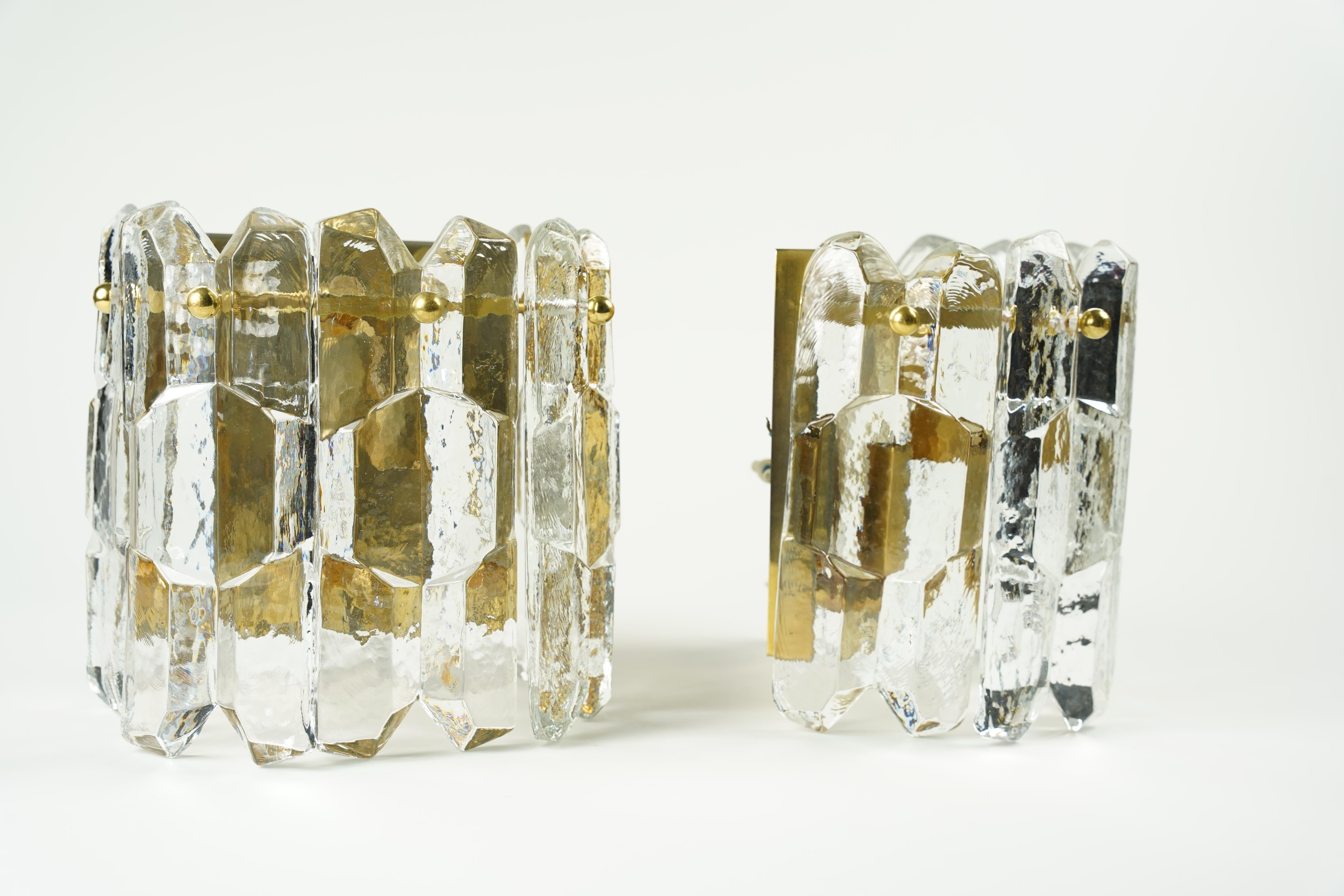 Austrian Pair of Kalmar Palazzo Crystal Sconces, Vienna Austria, 1975 For Sale