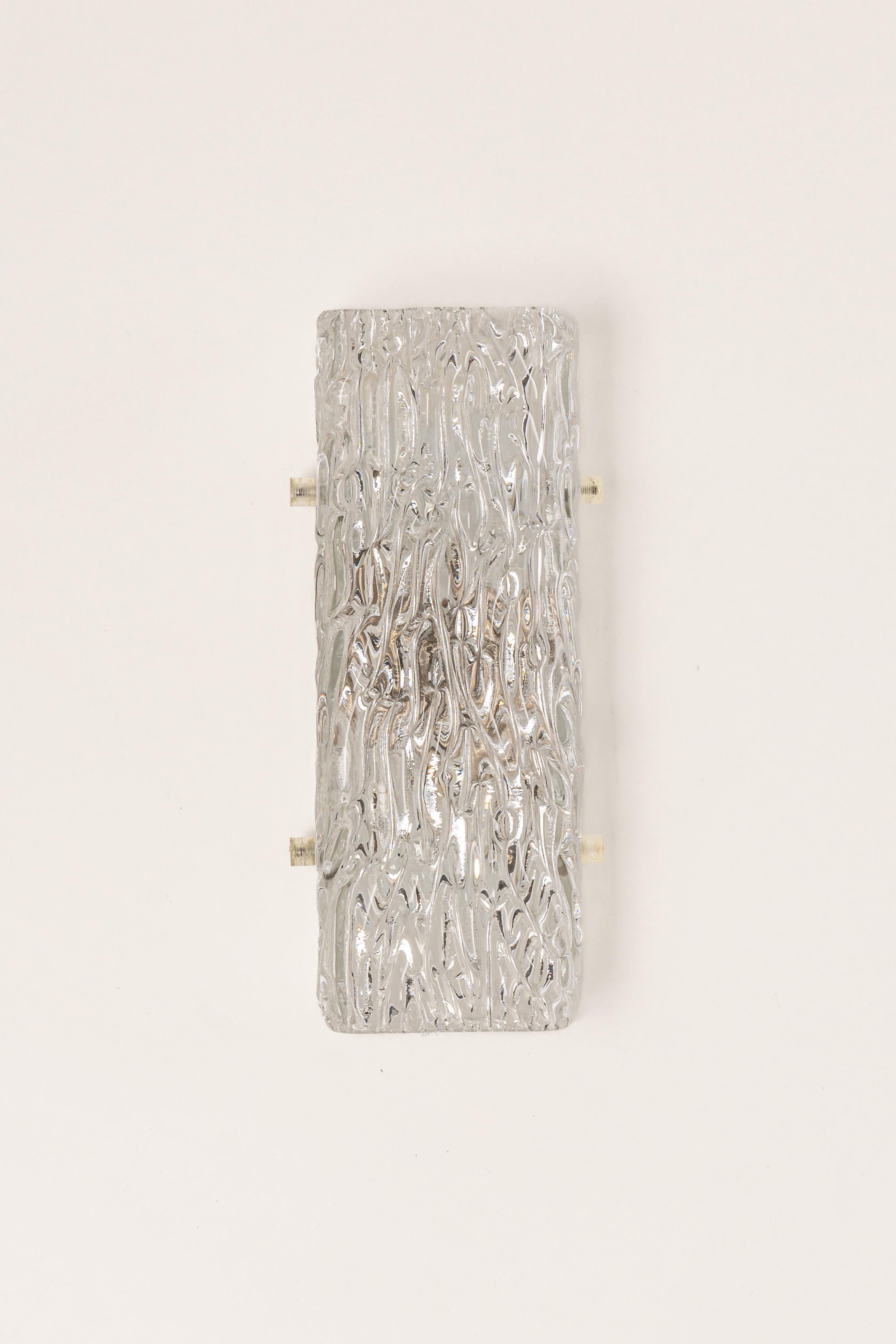 Mid-20th Century Pair of Kalmar Sconces Glass Wall Lights, Austria, 1960s For Sale