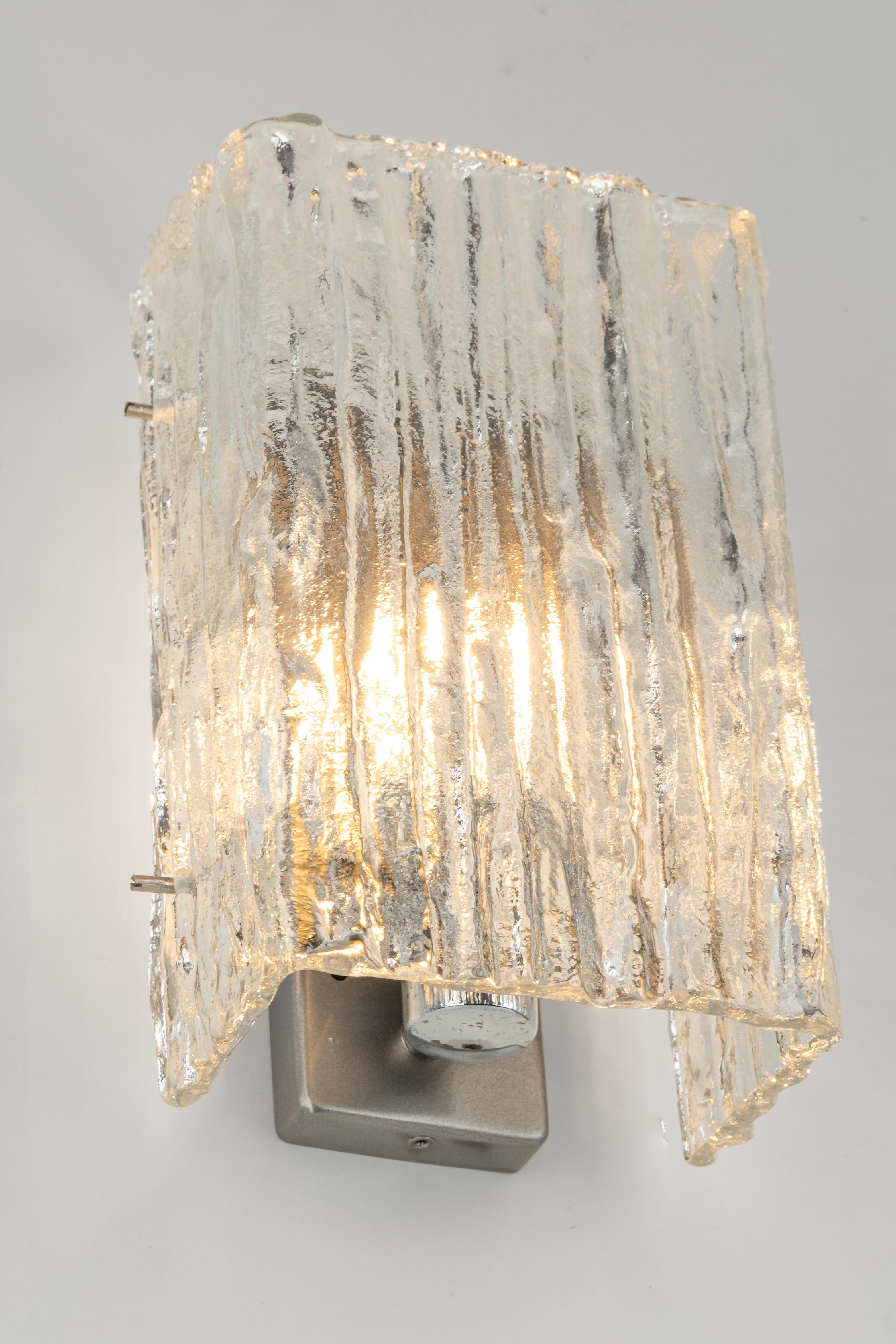 Murano Glass Pair of Kalmar Sconces Wall Lights, Austria, 1960s For Sale