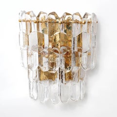 Coppia di lampade da parete Kalmar Sconces 'Palazzo', vetro dorato in ottone, 1970