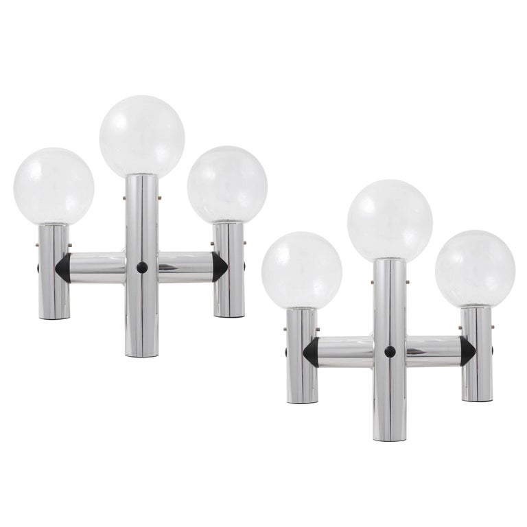 Pair of Kalmar Sputnik Sconces Wall Lights 'RS 3 WA', Aluminum Glass