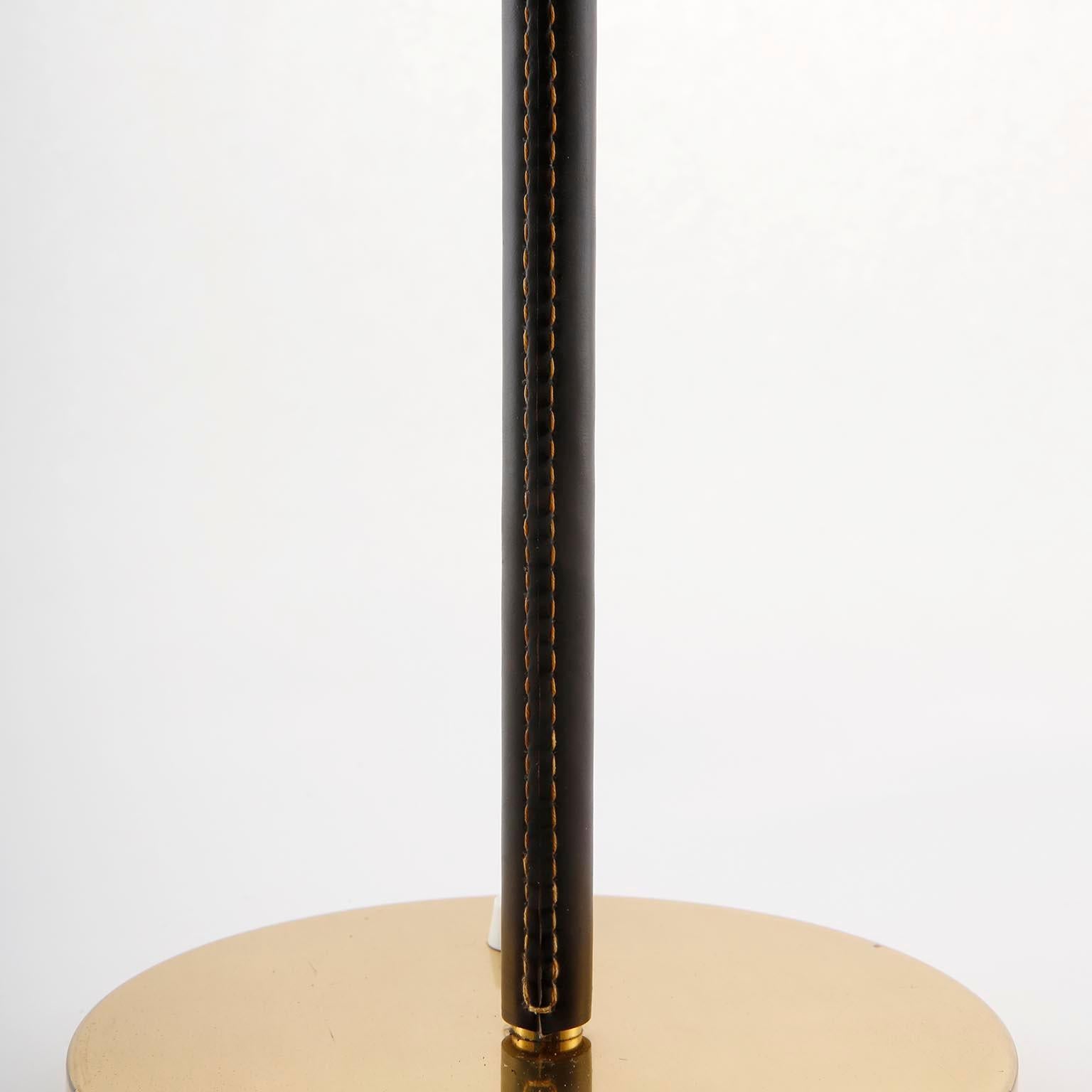 Pair of Kalmar Table Lamps, Brass Leather, 1960s 2