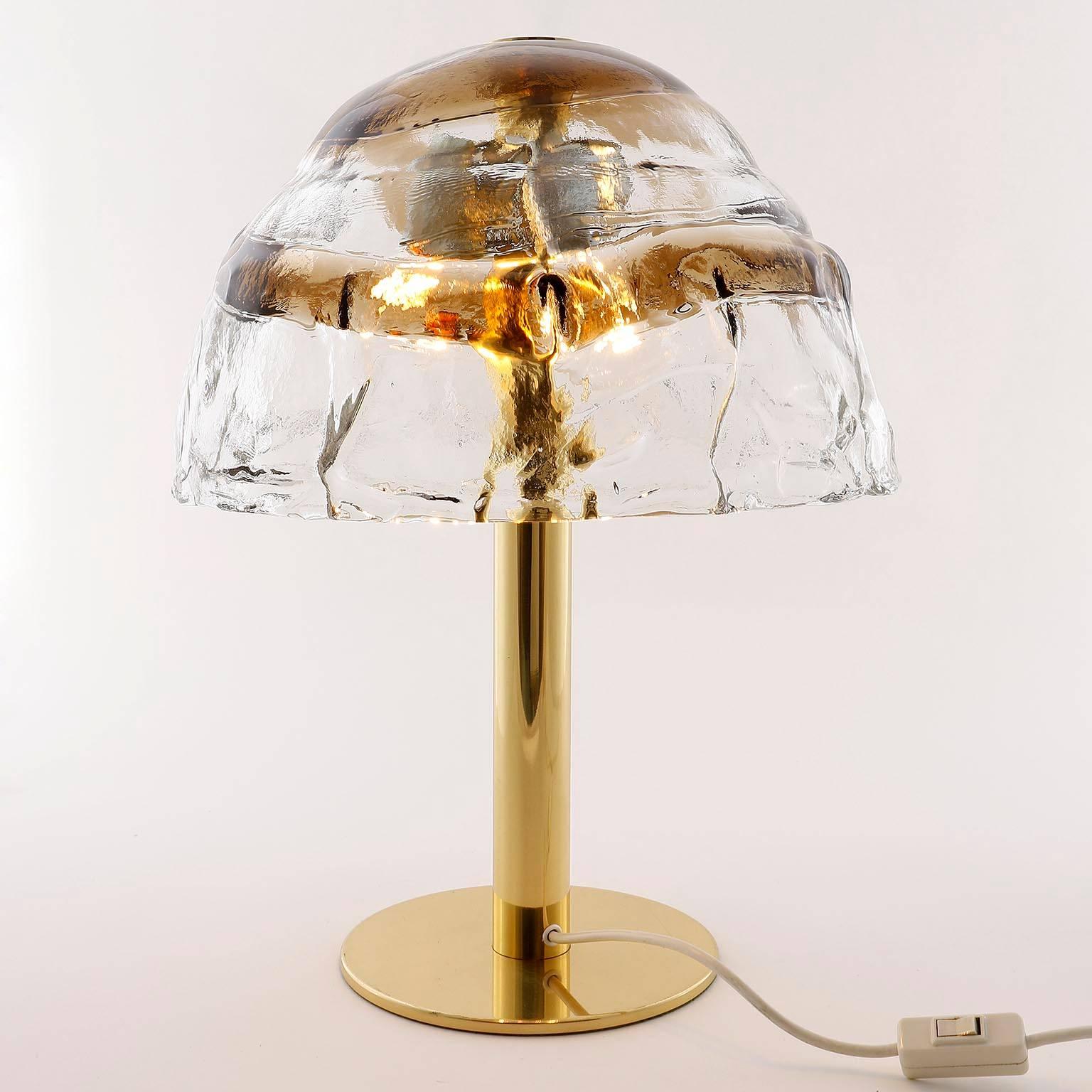 Pair of Kalmar Table Lamps 'Dom', Brass and Murano Glass, 1970 1