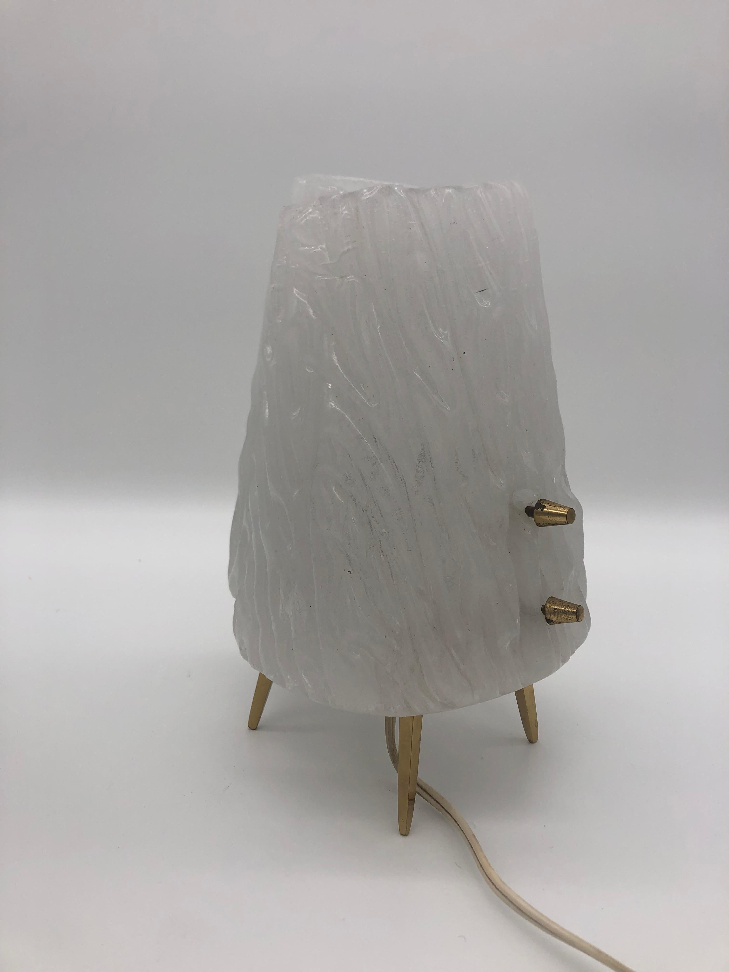 Pair of Kalmar Table or Nightstand Lamps, Textured Glass, 1960 For Sale 8
