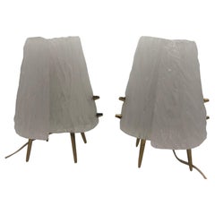 Pair of Kalmar Table or Nightstand Lamps, Textured Glass, 1960