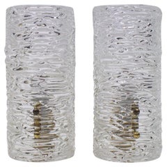 Pair of Kalmar Textured Glass Sconces Wall Lights, circa 1960