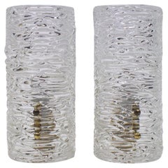 Pair of Kalmar Textured Glass Sconces Wall Lights, circa 1960