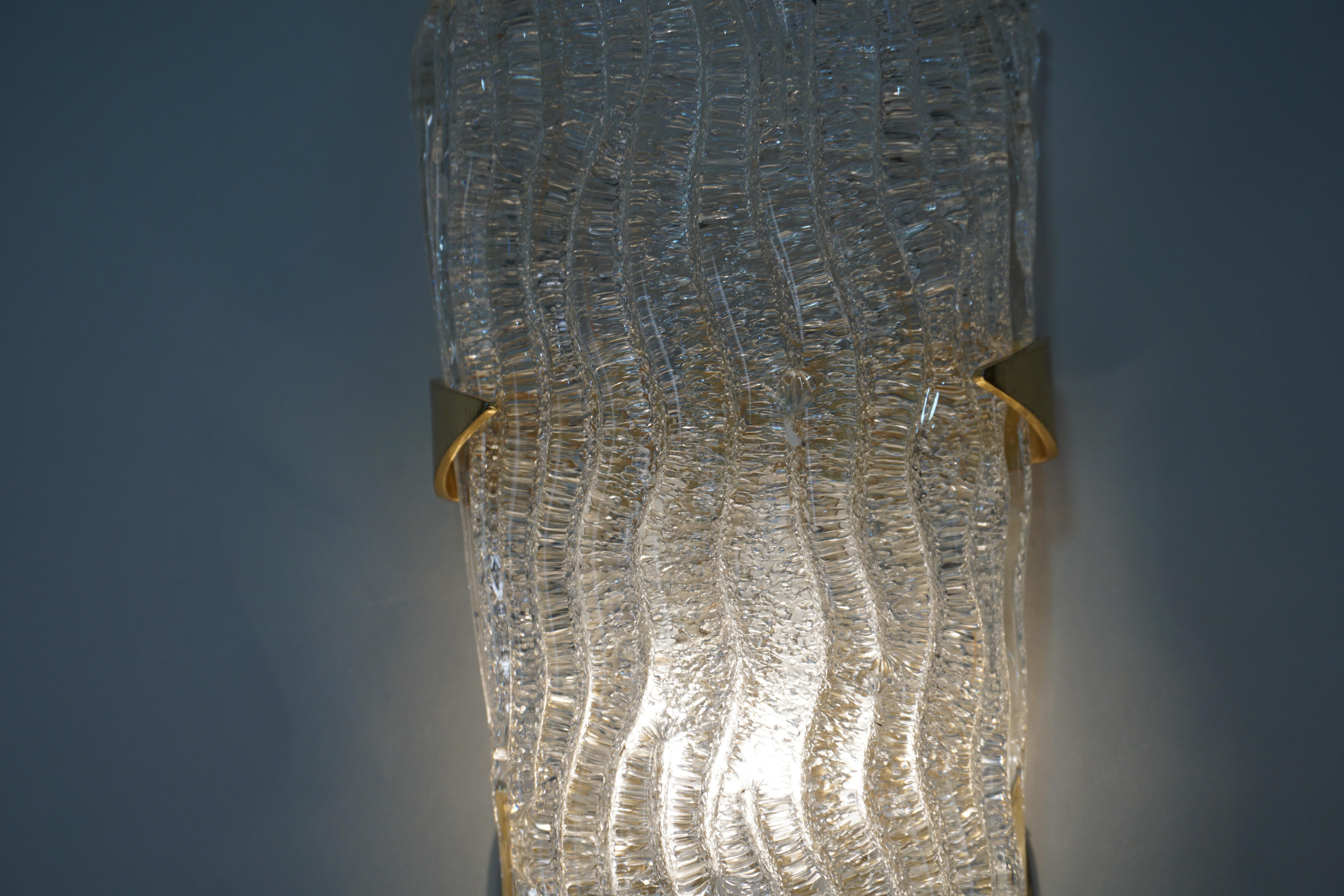 Modern Pair of Kalmar Textured Glass Wall Sconces
