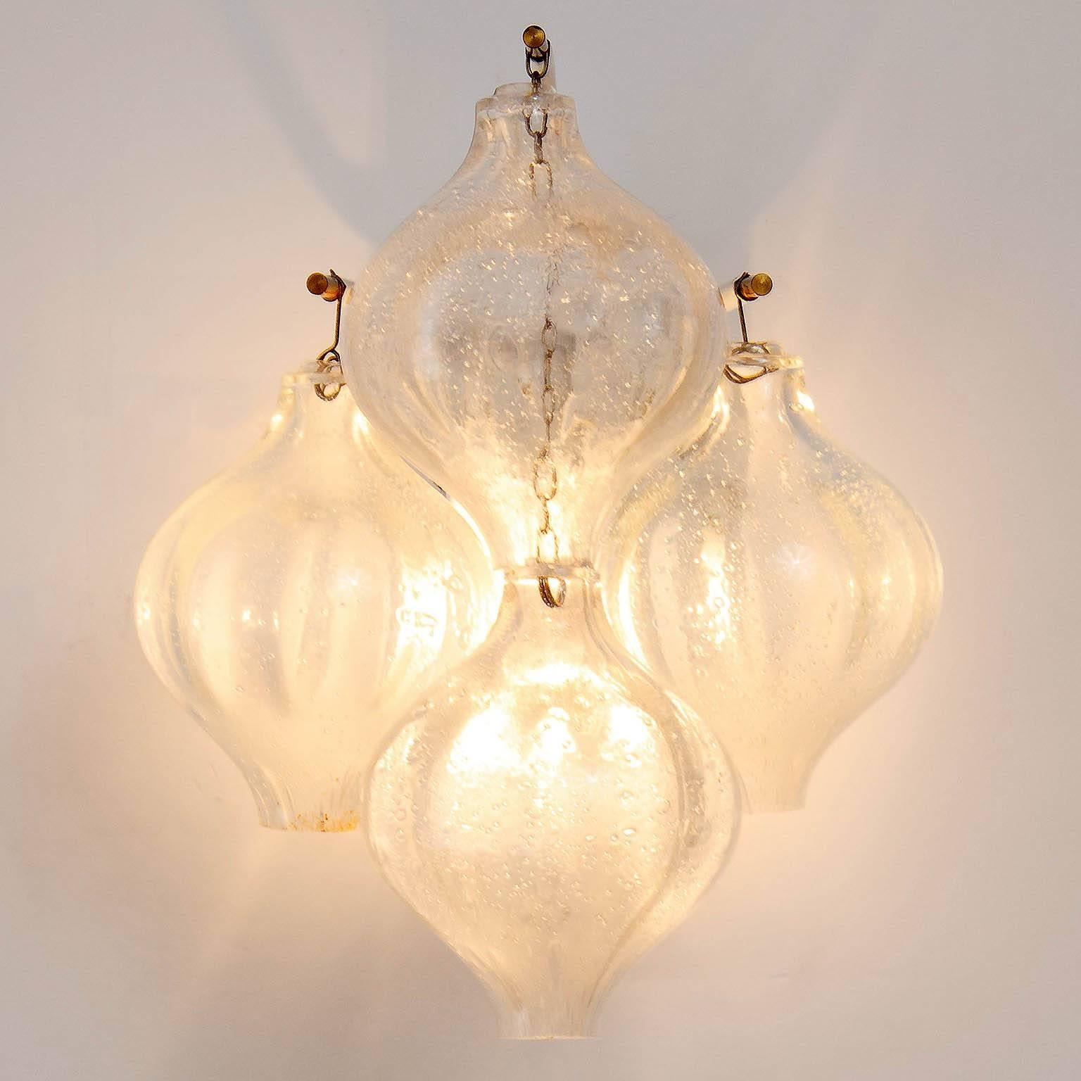 Pair of Kalmar Tulipan Wall Lights Sconces, Bubble Glass, 1970 In Good Condition For Sale In Hausmannstätten, AT