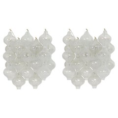 Pair of Kalmar 'Tulipan' Wall Lights Sconces, Murano Glass Brass, 1970s