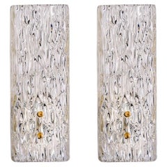 Pair of Kalmar Vertical Ribbed Brass Glass Wall Lights, 1970s