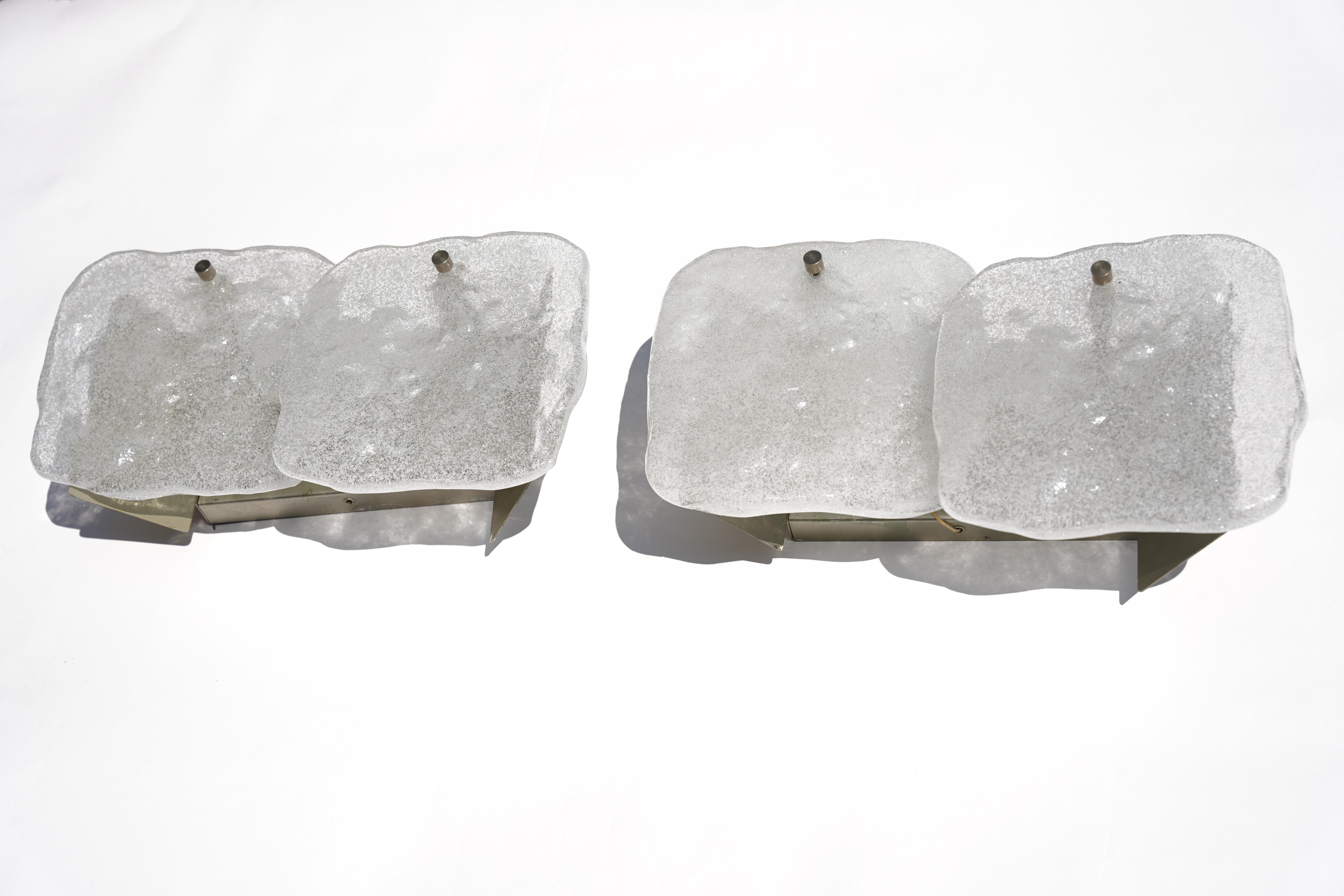 Calco Pair of Kalmar Wall Light doubl bubbleGlass chrome sconce, Vienna Austria, 1970s in vendita