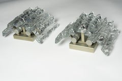 Pair of Kalmar Wall Lights Ice looking Glass elements , 1970s, Vienna, Austria