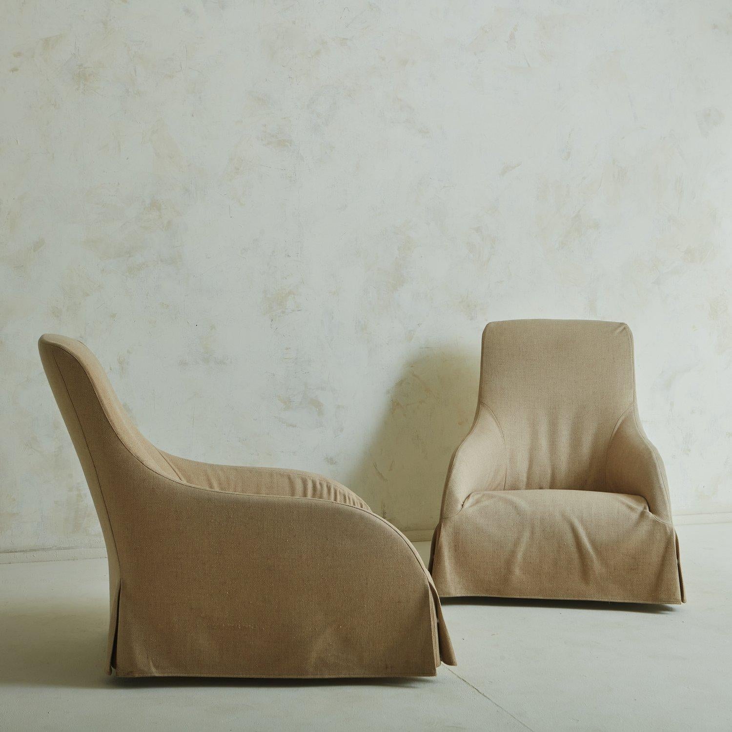 Italian Pair of ‘Kalos’ Swivel Lounge Chairs with Slipcover by Antonio Citterio, 2000s