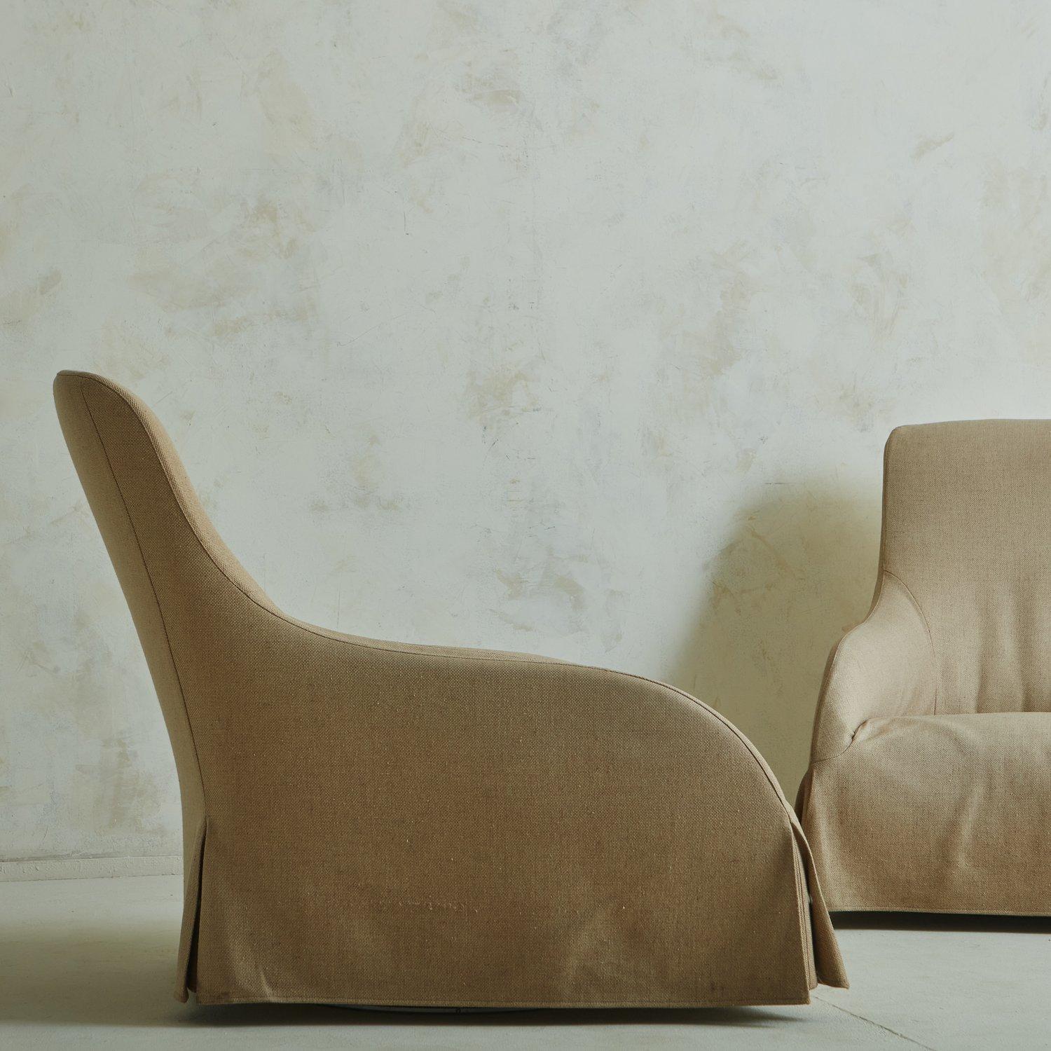 Contemporary Pair of ‘Kalos’ Swivel Lounge Chairs with Slipcover by Antonio Citterio, 2000s