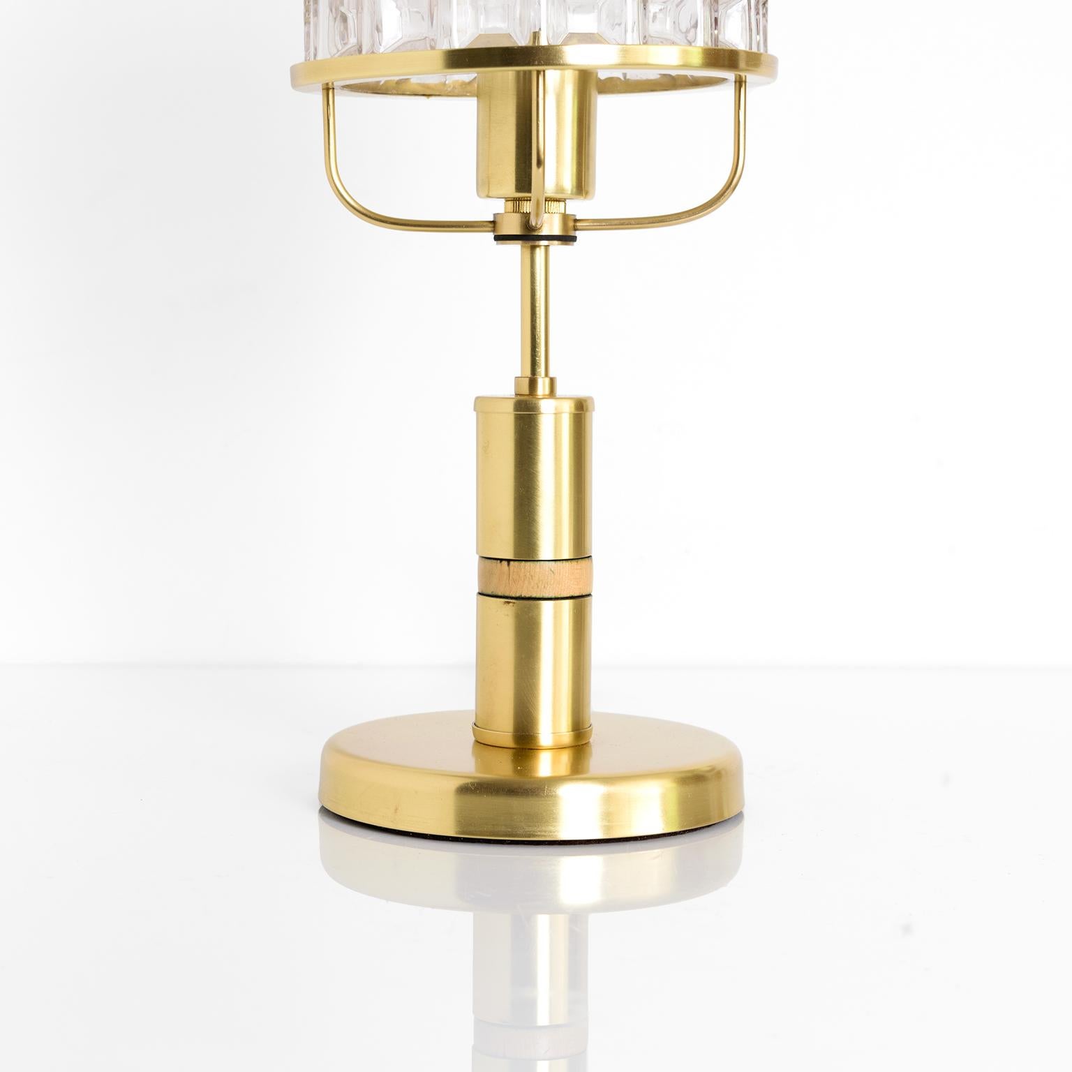 Brass Pair of Kamenicky Senov mid-century Modern table lamps in brass glass shades For Sale