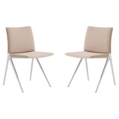 Pair of Kape Side Chairs in Gabriel/Grain 61252 Fabric & Polished Aluminium, &T