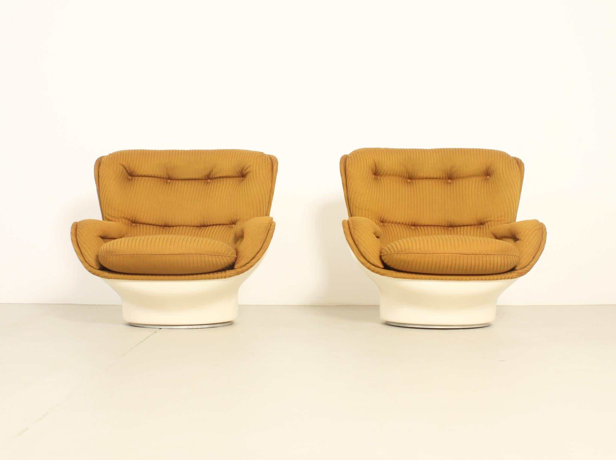 Fabric Pair of Karate Armchairs by Michel Cadestin for Airborne, France, 1970's