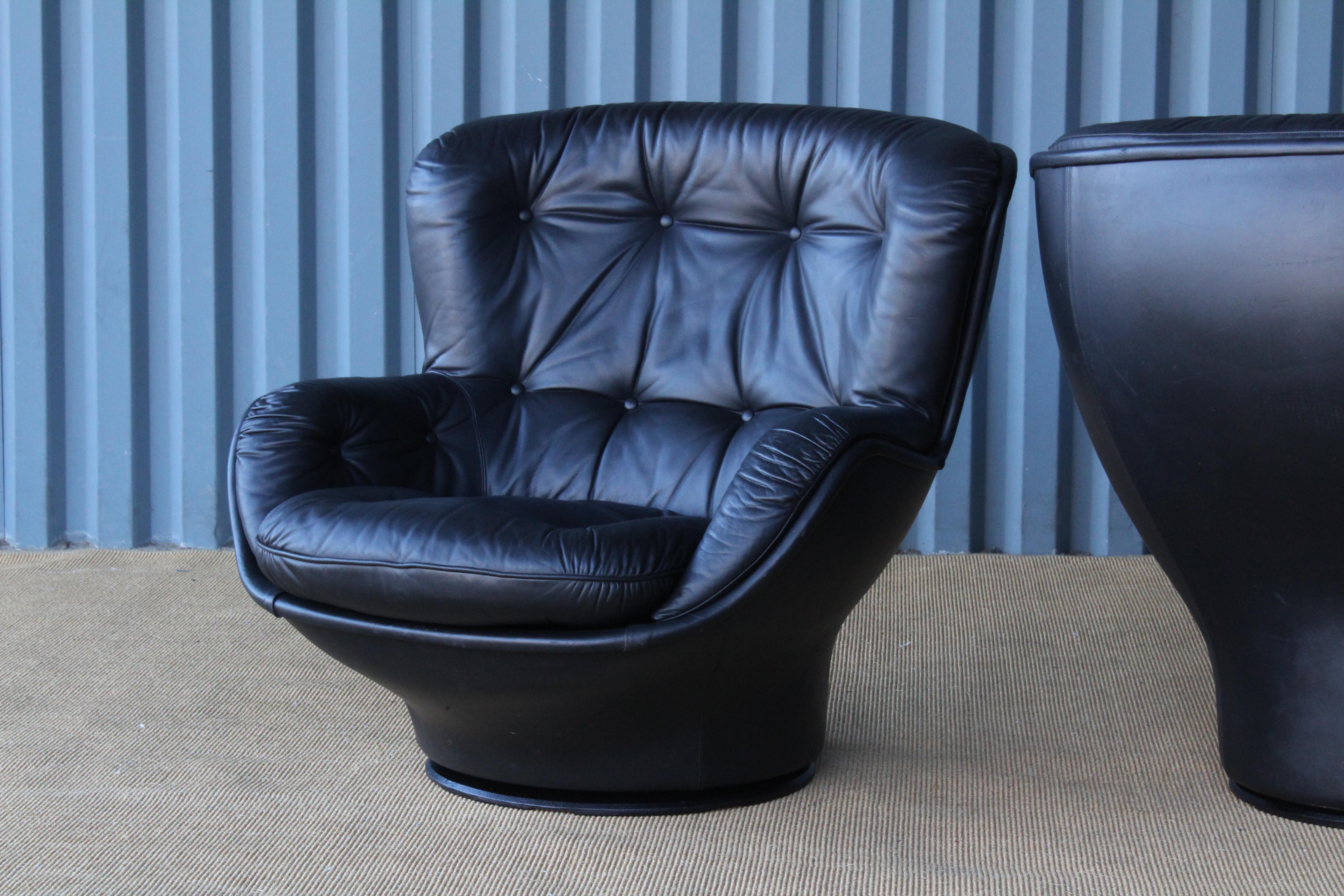 Mid-Century Modern Pair of 'Karate' Lounge Chairs by Michel Cadestin for Airborne, France, 1970s