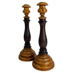Pair of Karelian Birch Candlesticks in Swedish Karl-Johan from the 1820s-1830s
