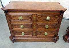 Large Pair of Circassian Walnut Karges Commodes Night Stands Nightstands