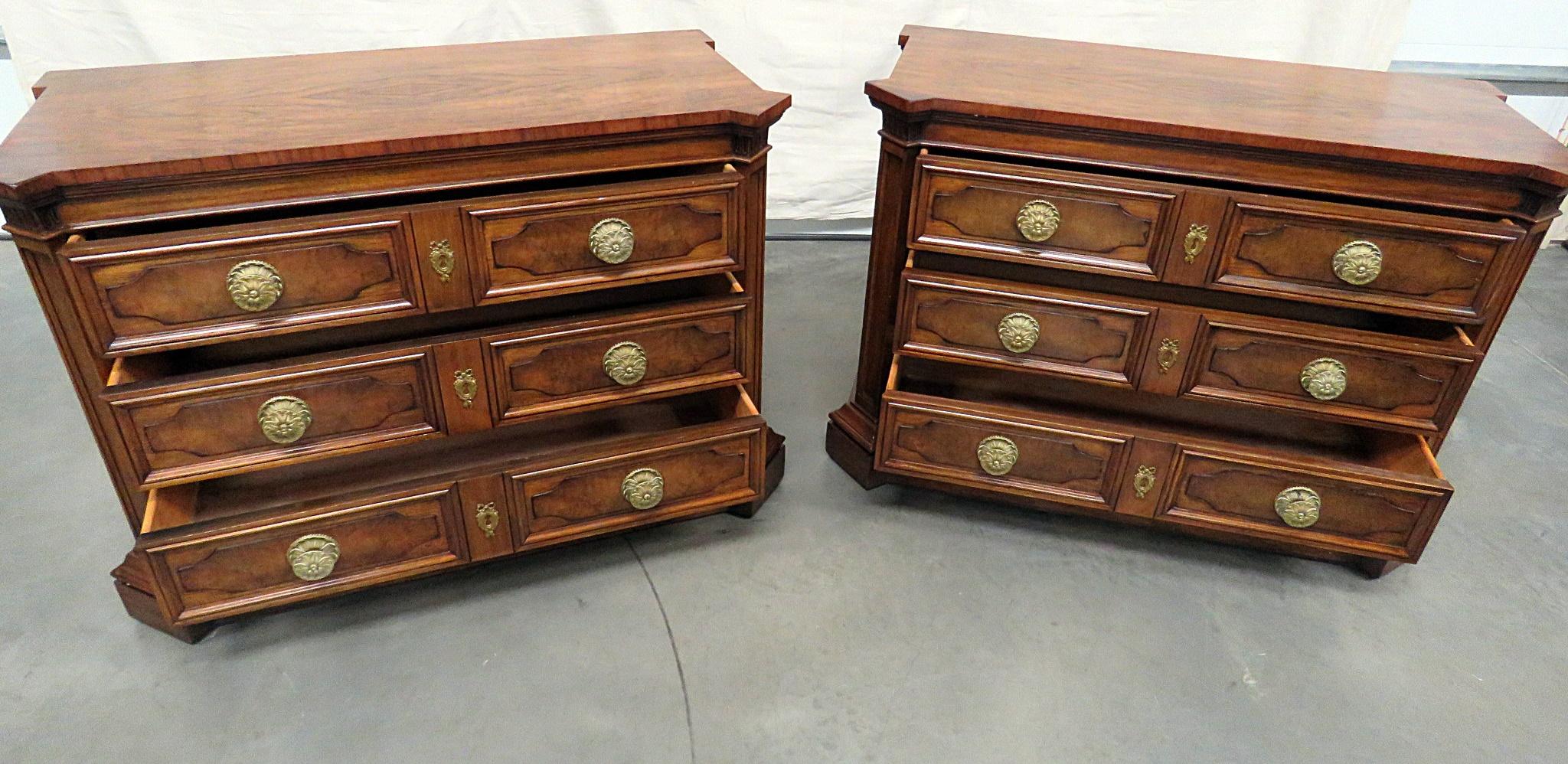 Wood Large Pair of Circassian Walnut Karges Commodes Night Stands Nightstands 