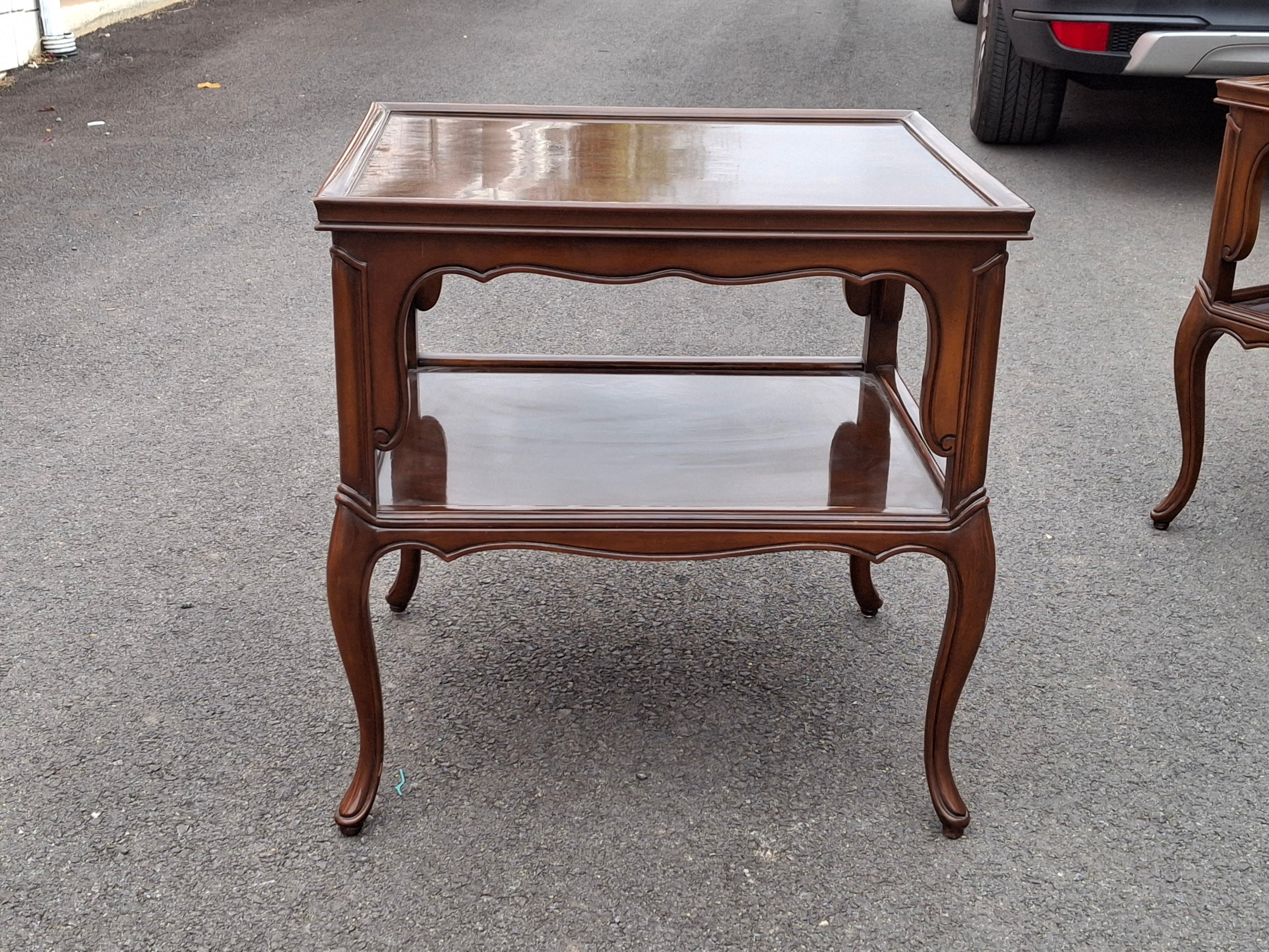 Pair of Karges Furniture Provincial Mahogany Tiered Side Tables For Sale 3