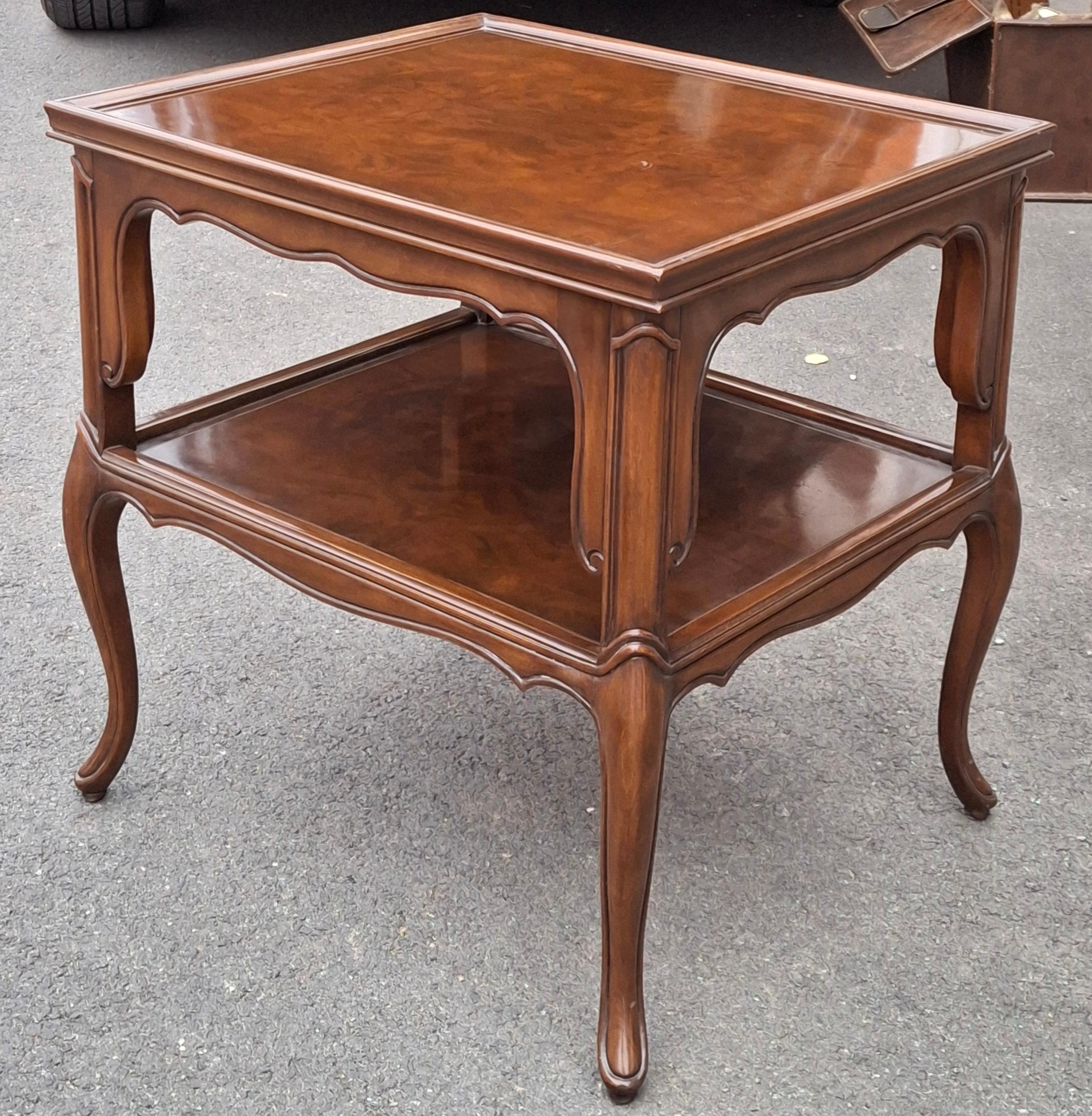 Pair of Karges Furniture Provincial Mahogany Tiered Side Tables For Sale 4