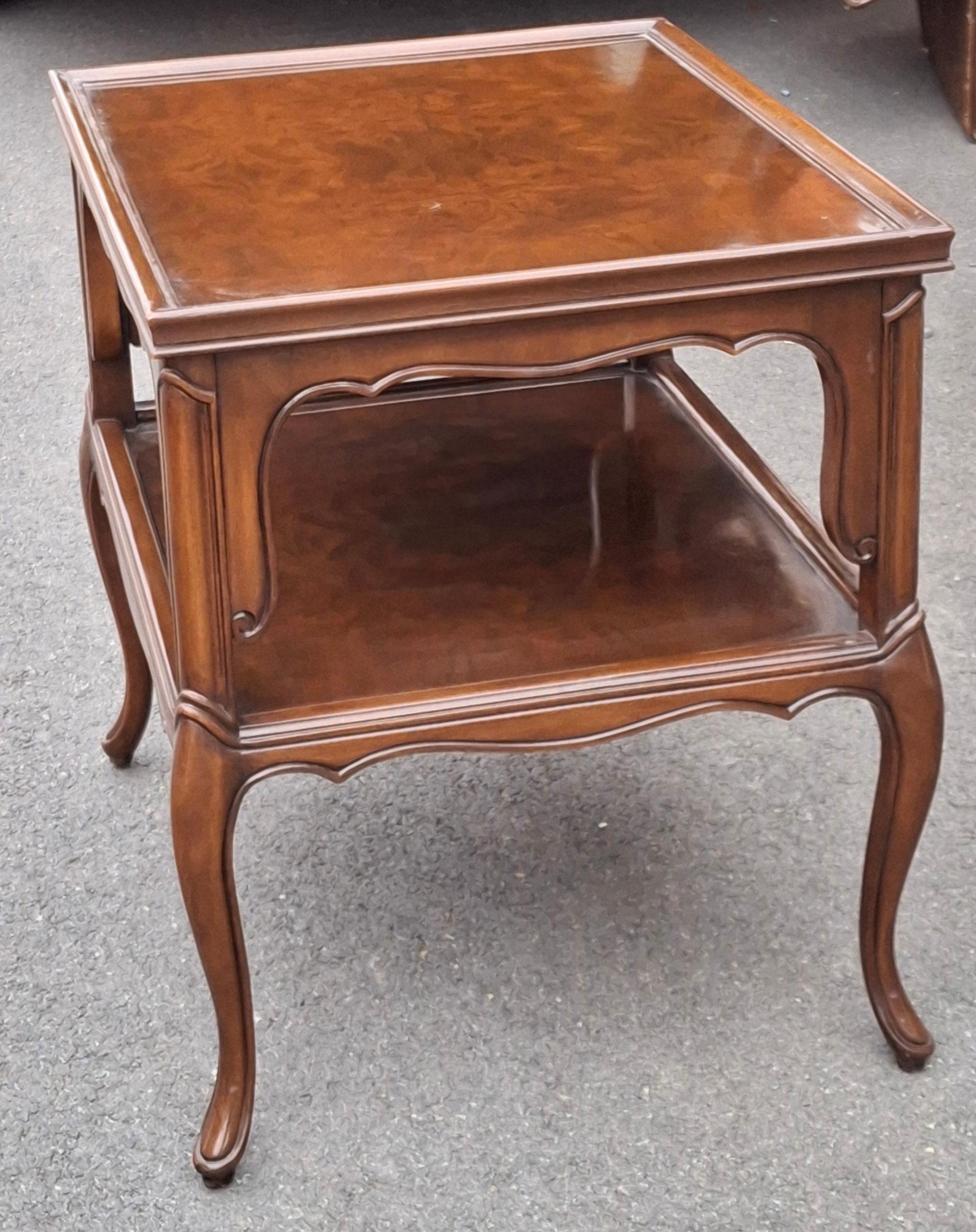 Pair of Karges Furniture Provincial Mahogany Tiered Side Tables For Sale 5