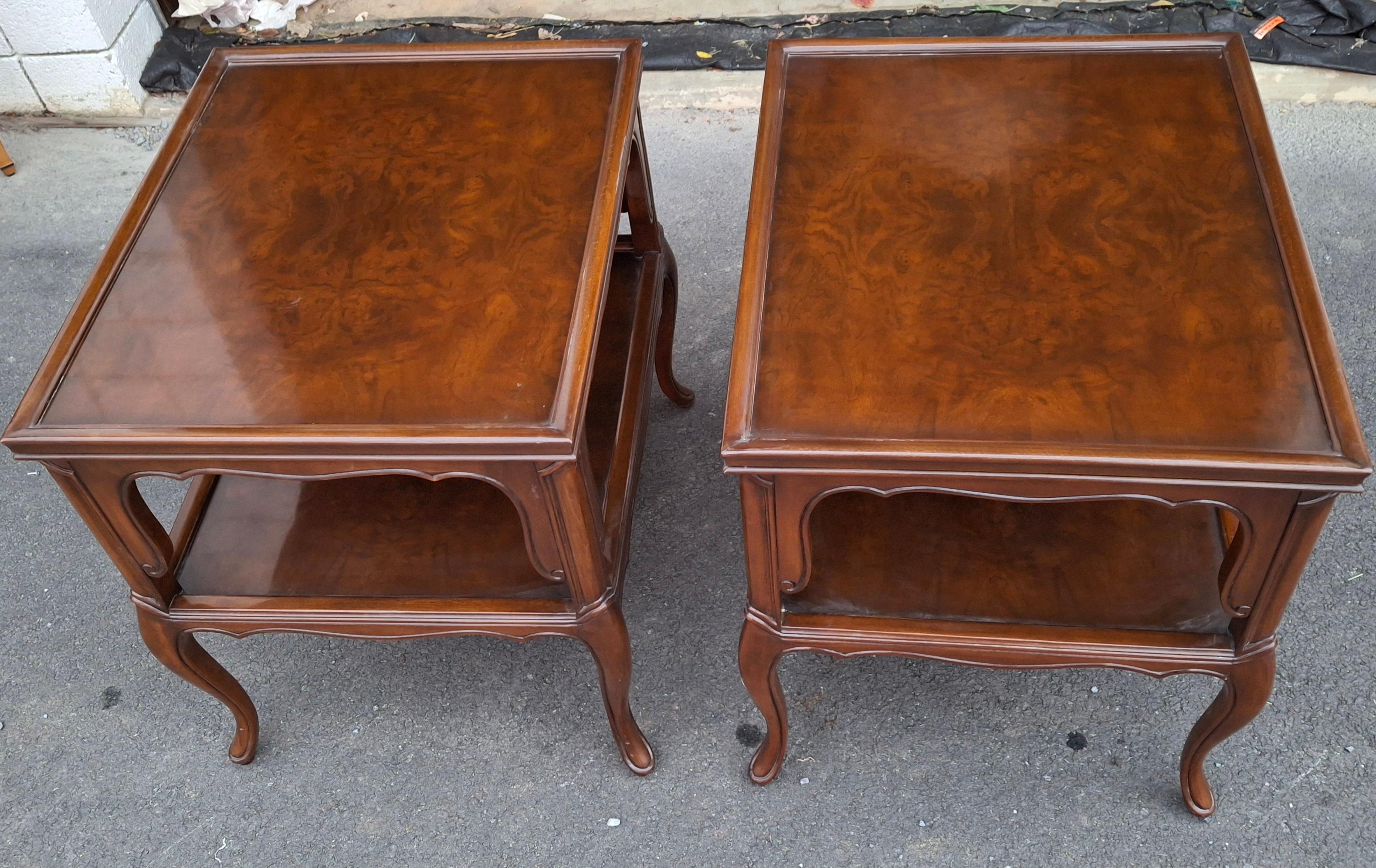 Pair of Karges Furniture Provincial Mahogany Tiered Side Tables For Sale 7