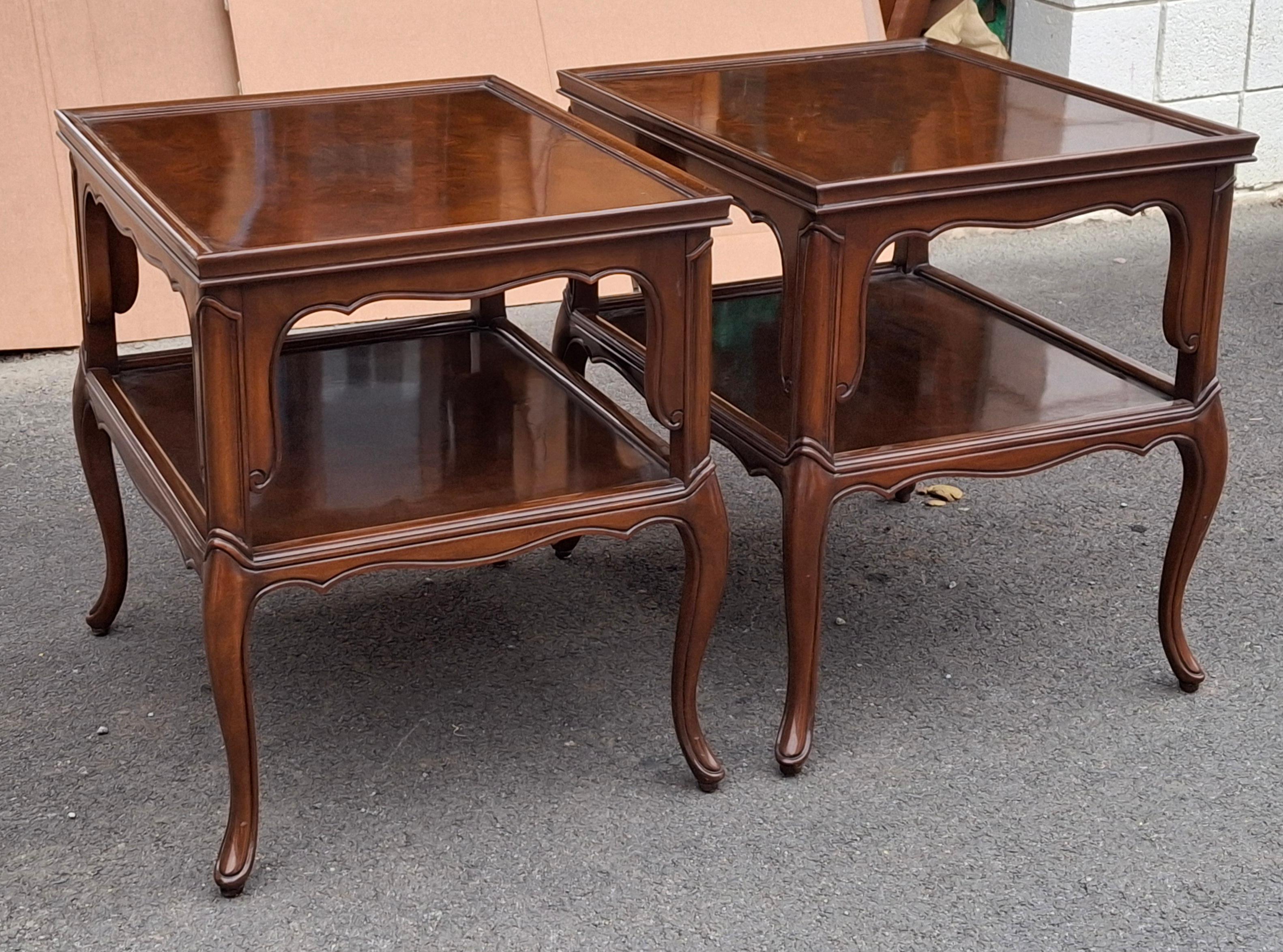 Pair of Karges Furniture Provincial Mahogany Tiered Side Tables For Sale 8