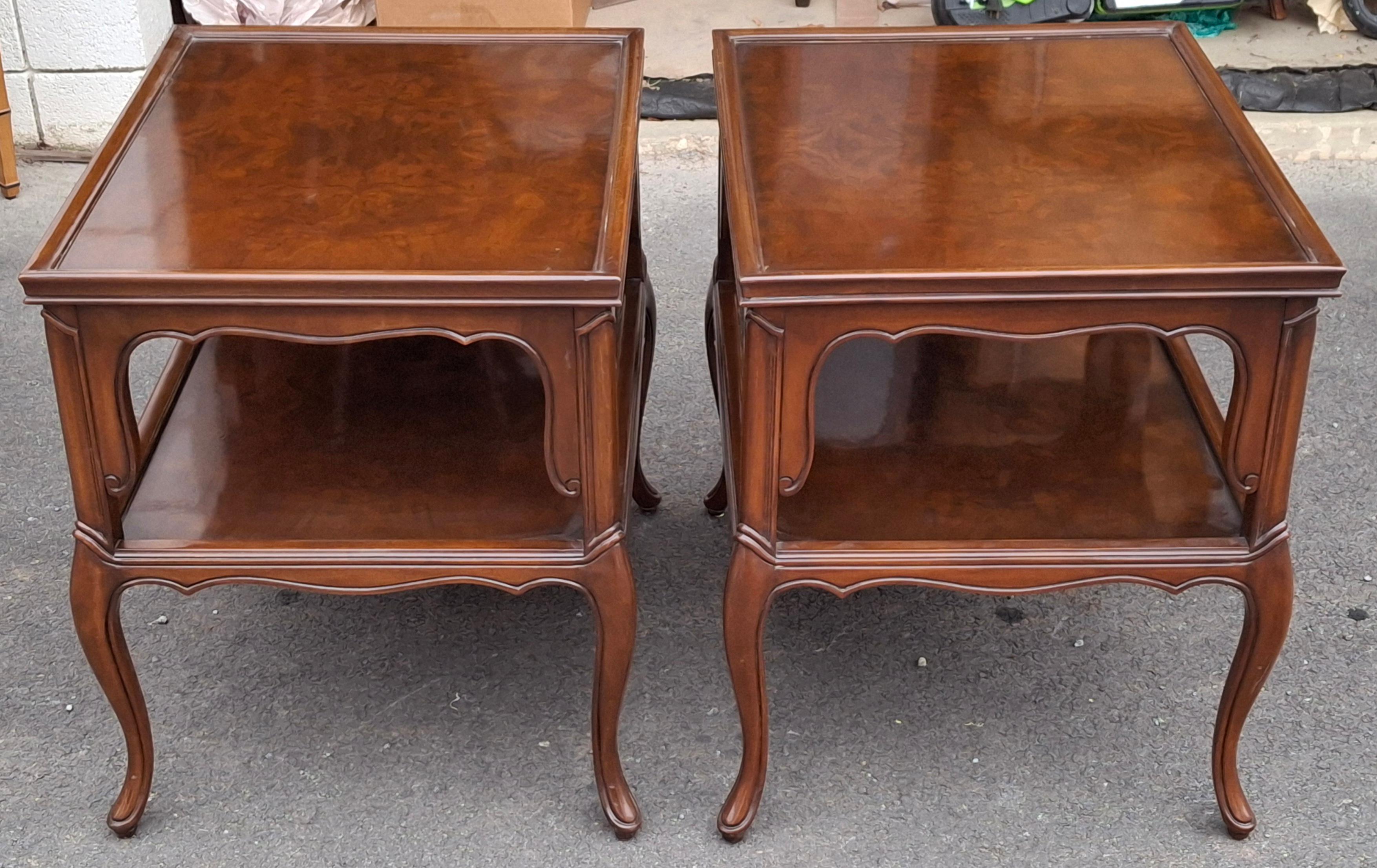 Pair of Karges Furniture Provincial Mahogany Tiered Side Tables In Good Condition For Sale In Germantown, MD