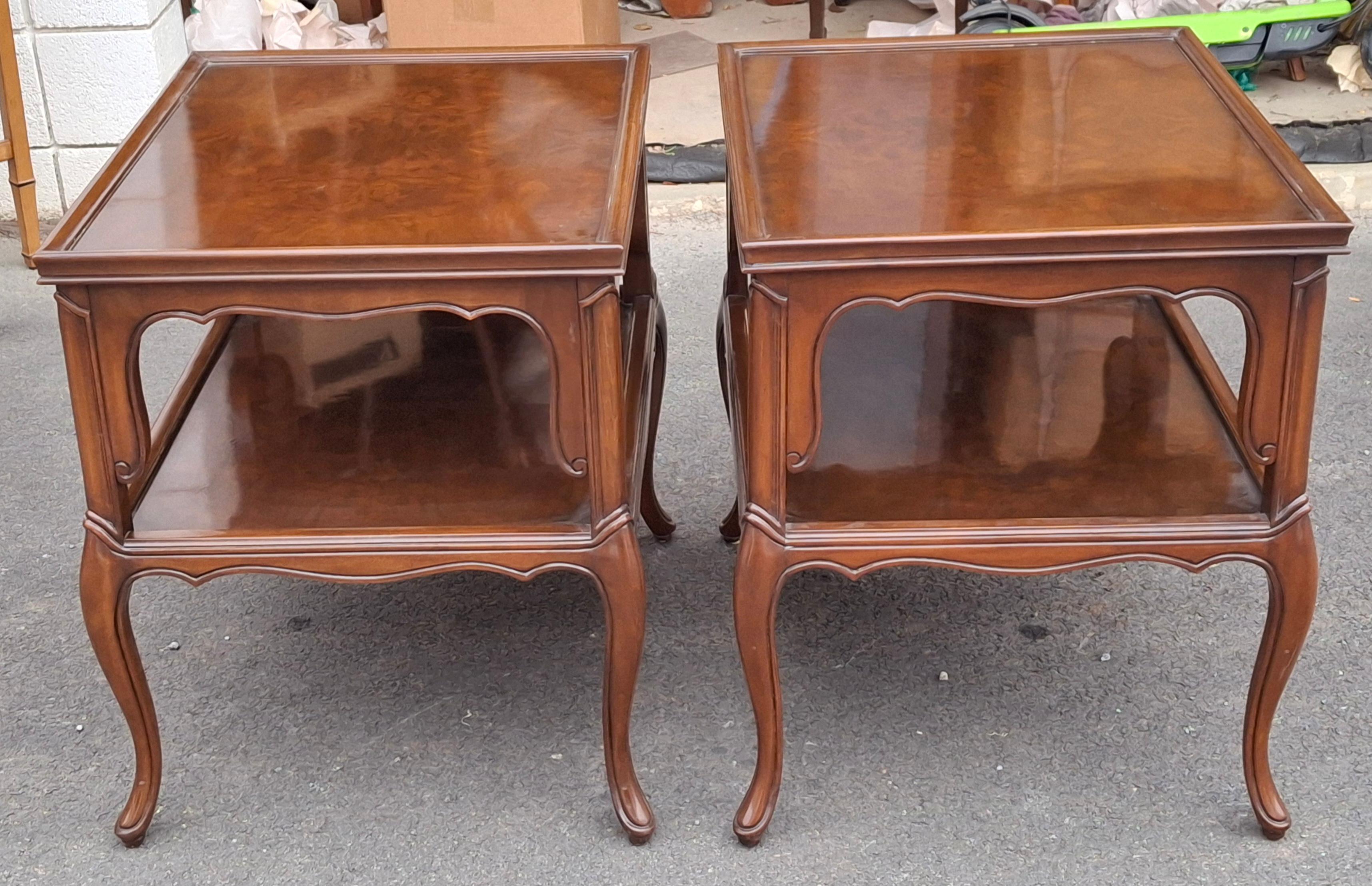 Contemporary Pair of Karges Furniture Provincial Mahogany Tiered Side Tables For Sale
