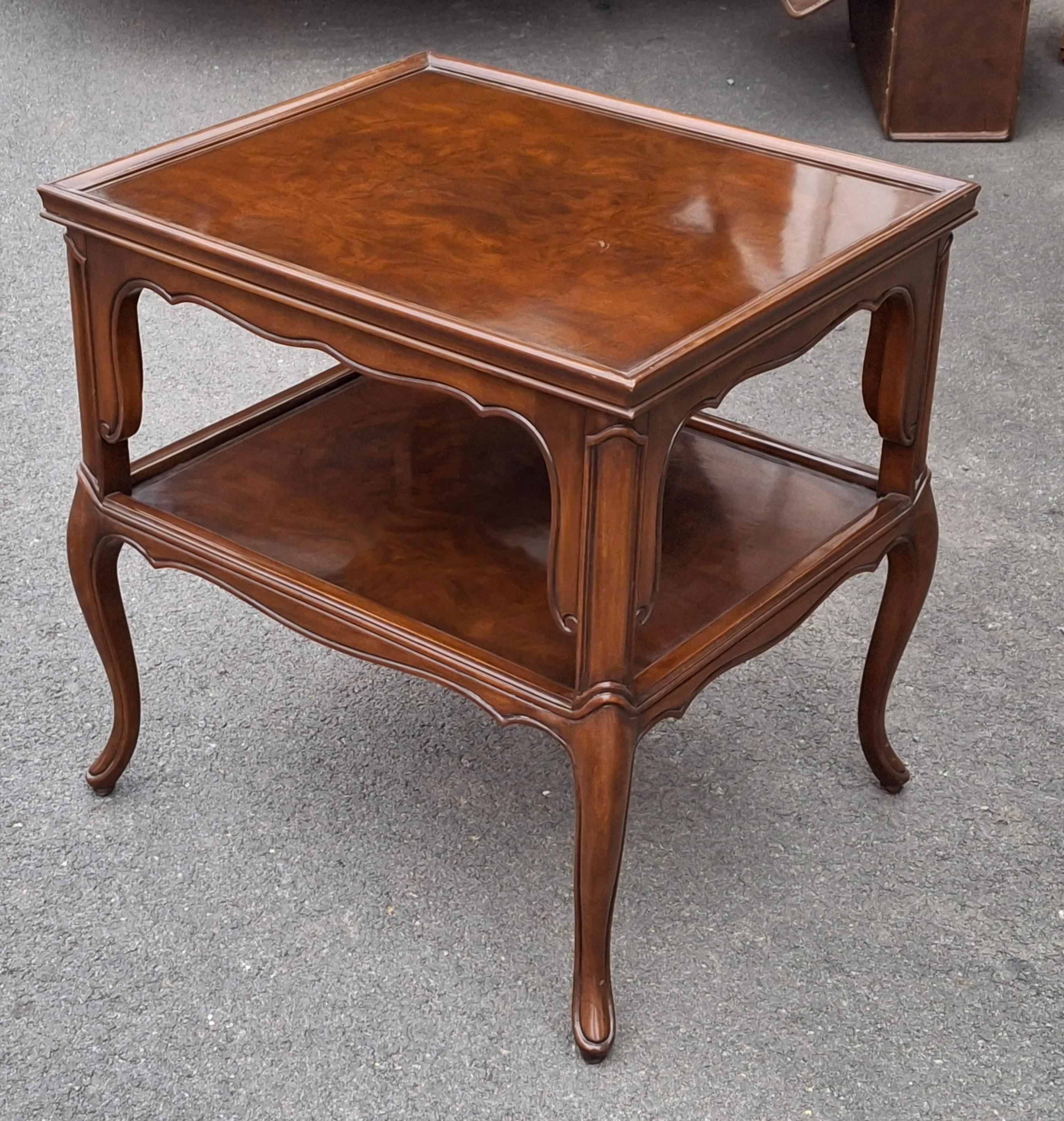 Pair of Karges Furniture Provincial Mahogany Tiered Side Tables For Sale 2