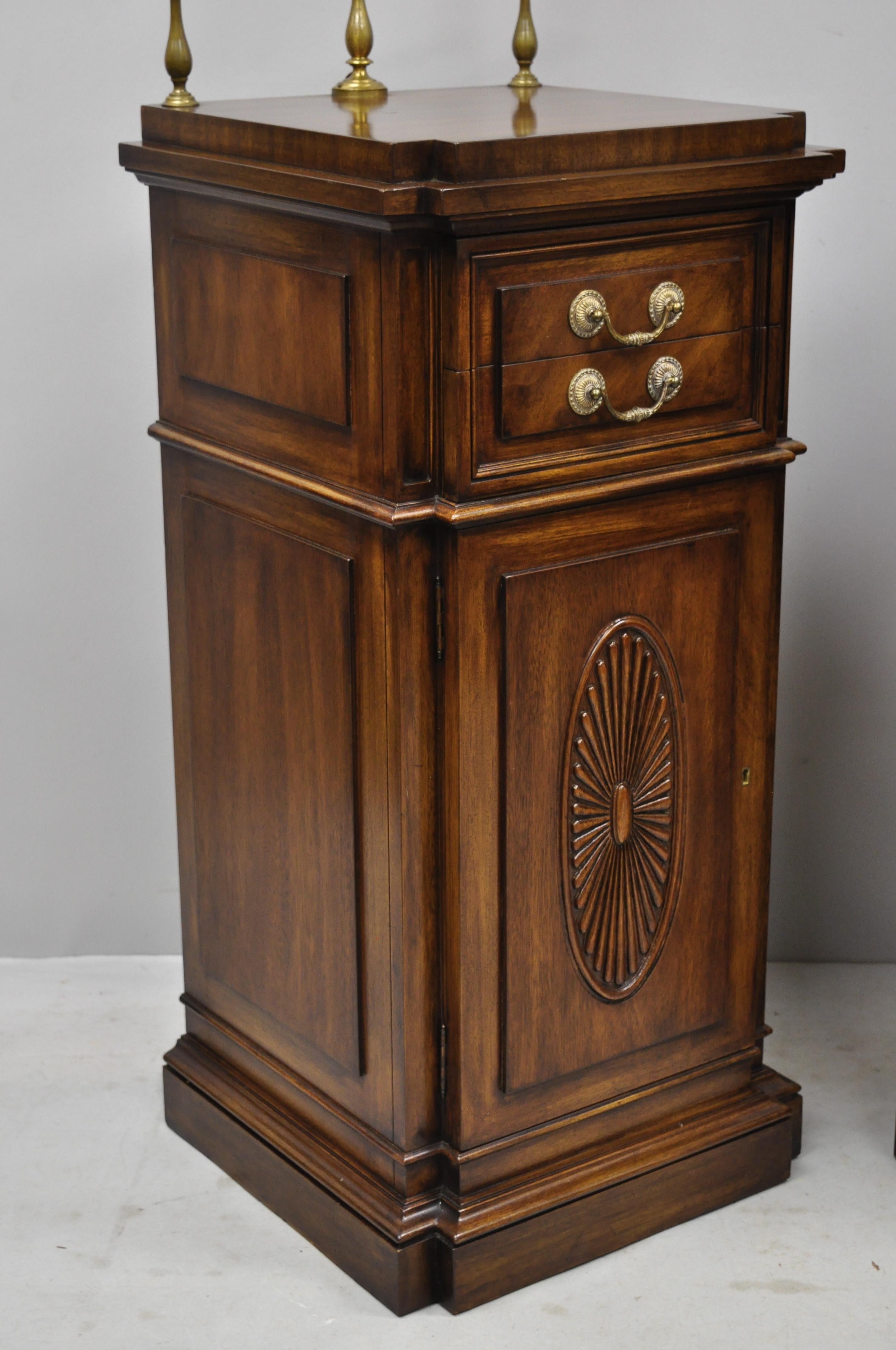 Pair of Karges Mahogany Tall Pedestal Side Cabinets Sideboard with Candelabras 3