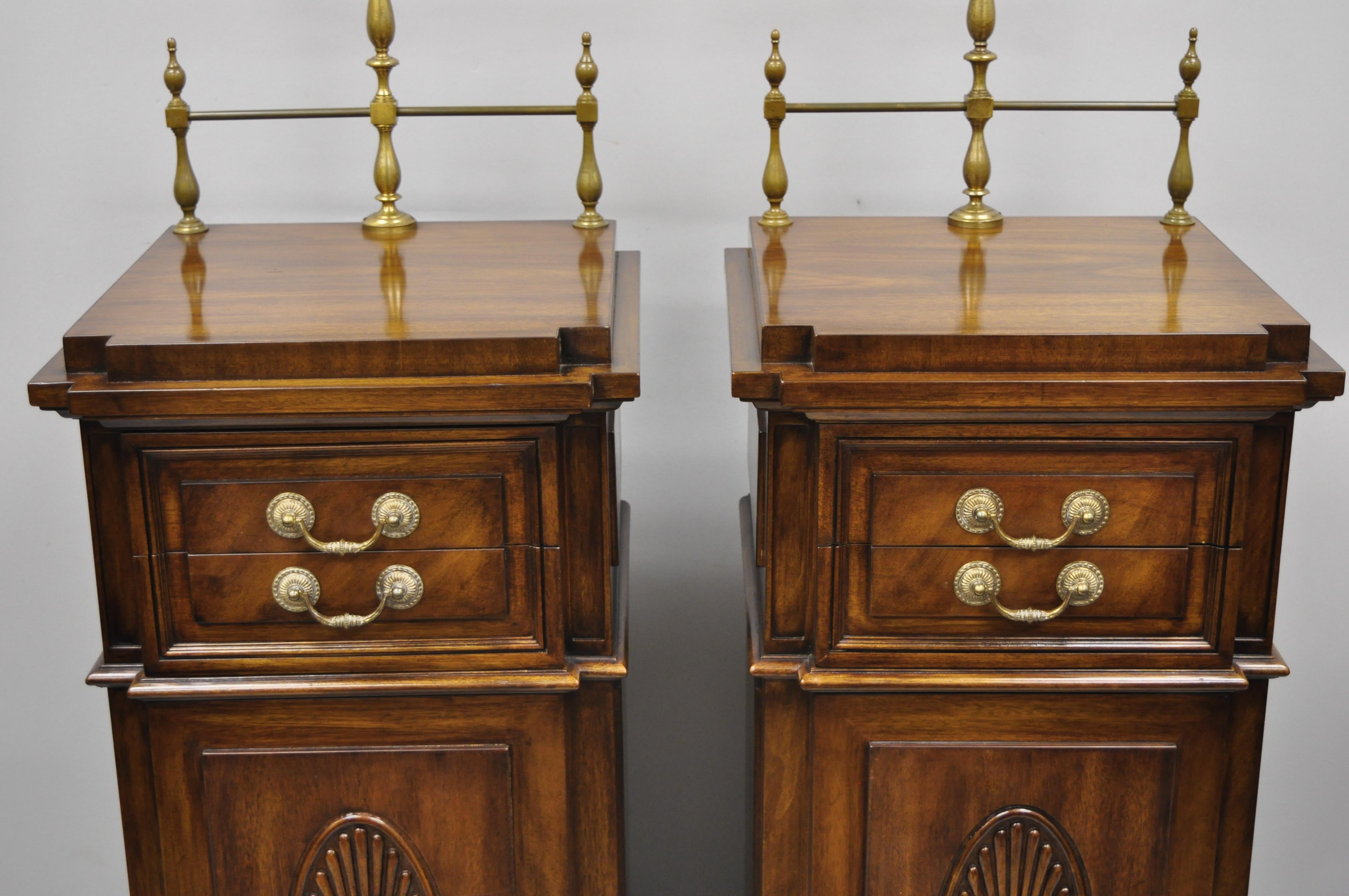 Empire Pair of Karges Mahogany Tall Pedestal Side Cabinets Sideboard with Candelabras