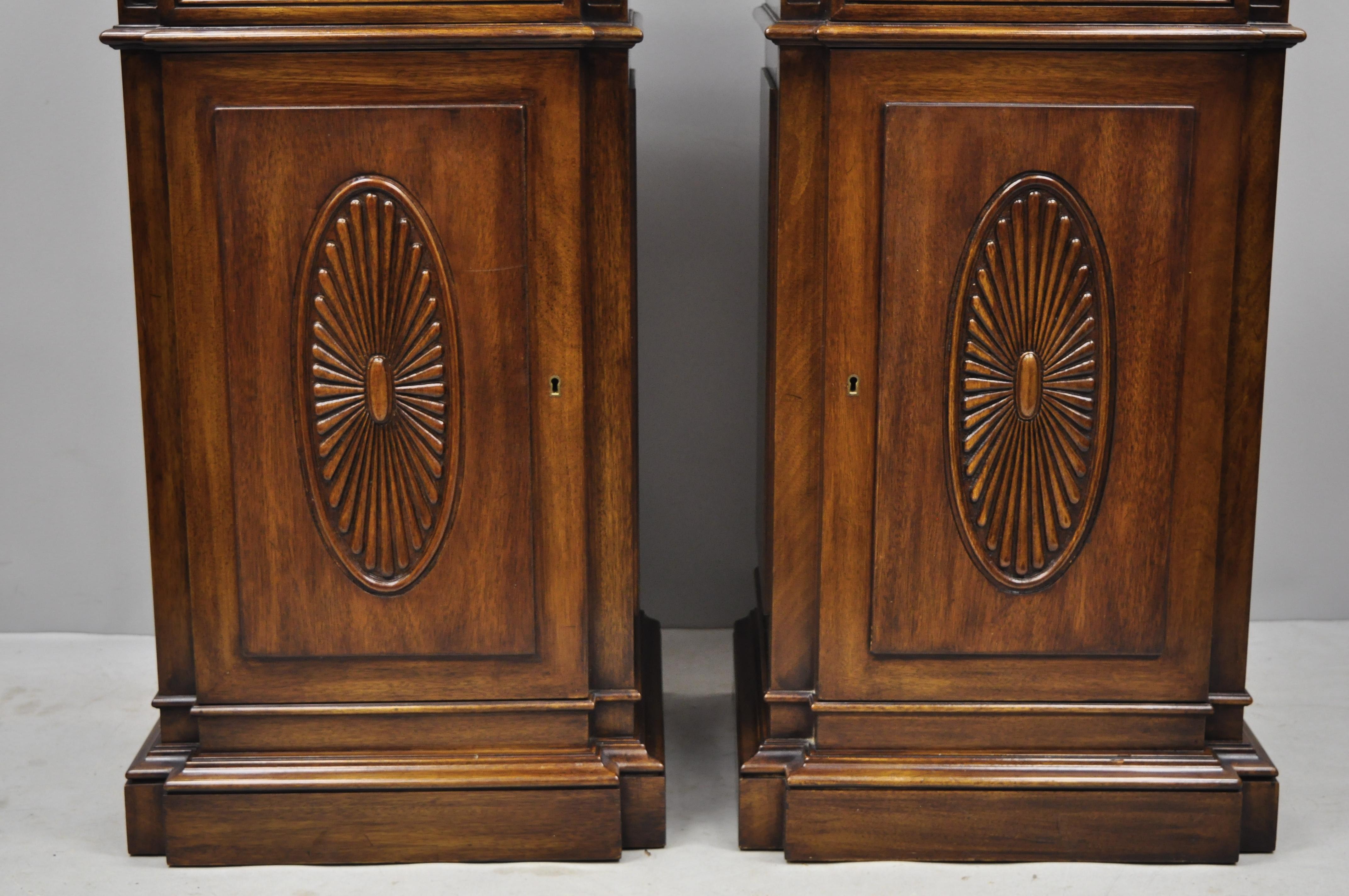 North American Pair of Karges Mahogany Tall Pedestal Side Cabinets Sideboard with Candelabras