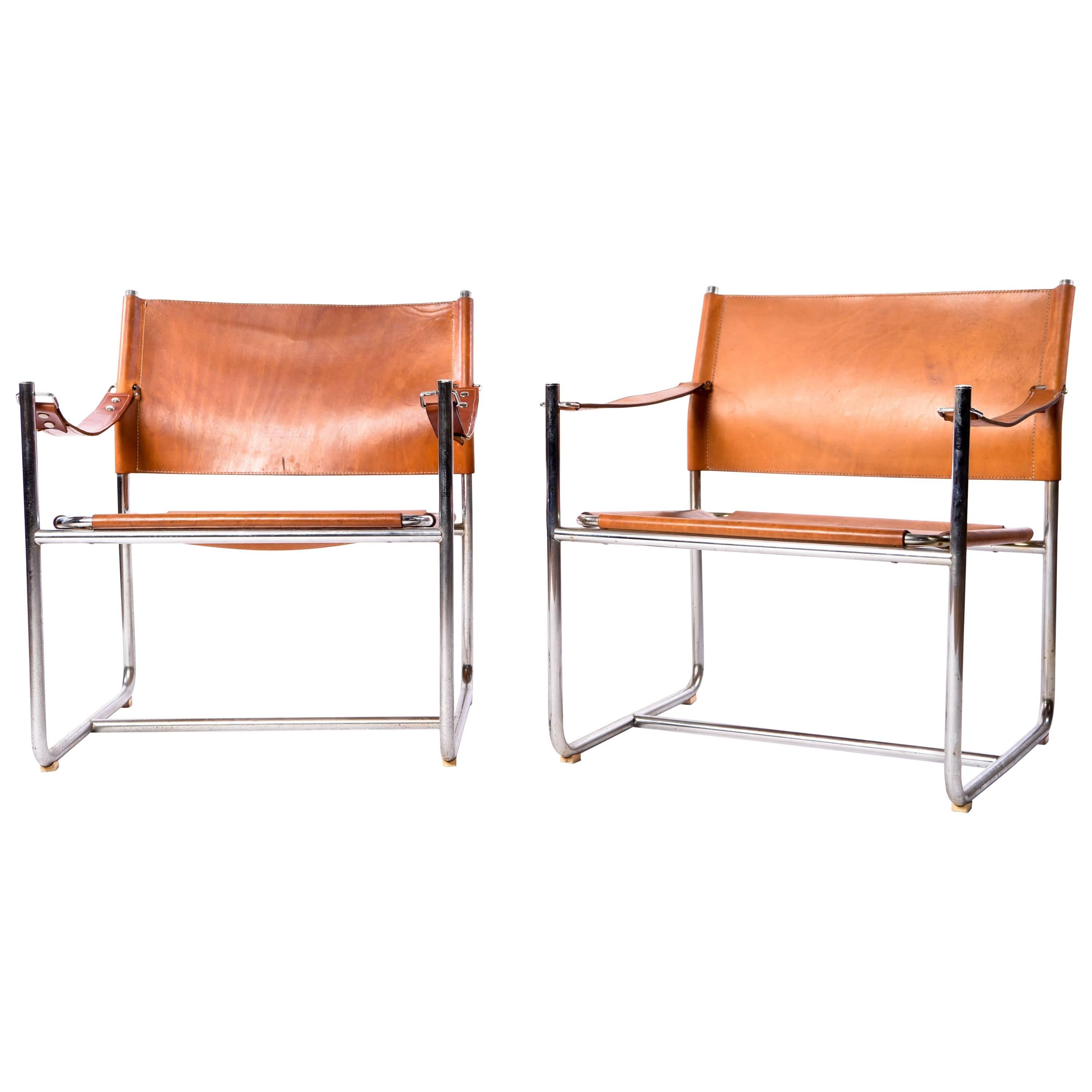 Pair of Karin Mobring "Admiral" Safari Leather Chairs, circa 1970s