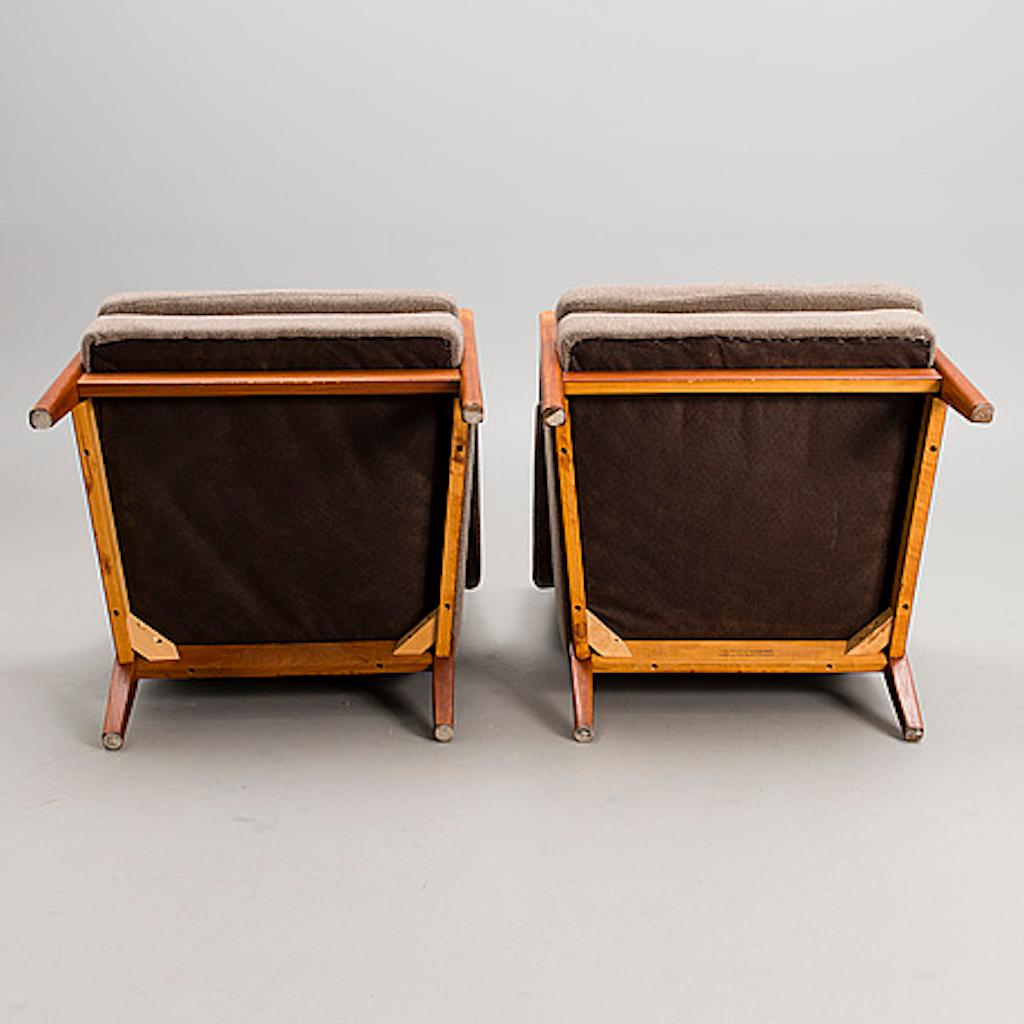 Pair of Karl Erik Ekselius for Joc Mobler Armchairs, 1950s Sweden Design In Good Condition For Sale In Paris, FR