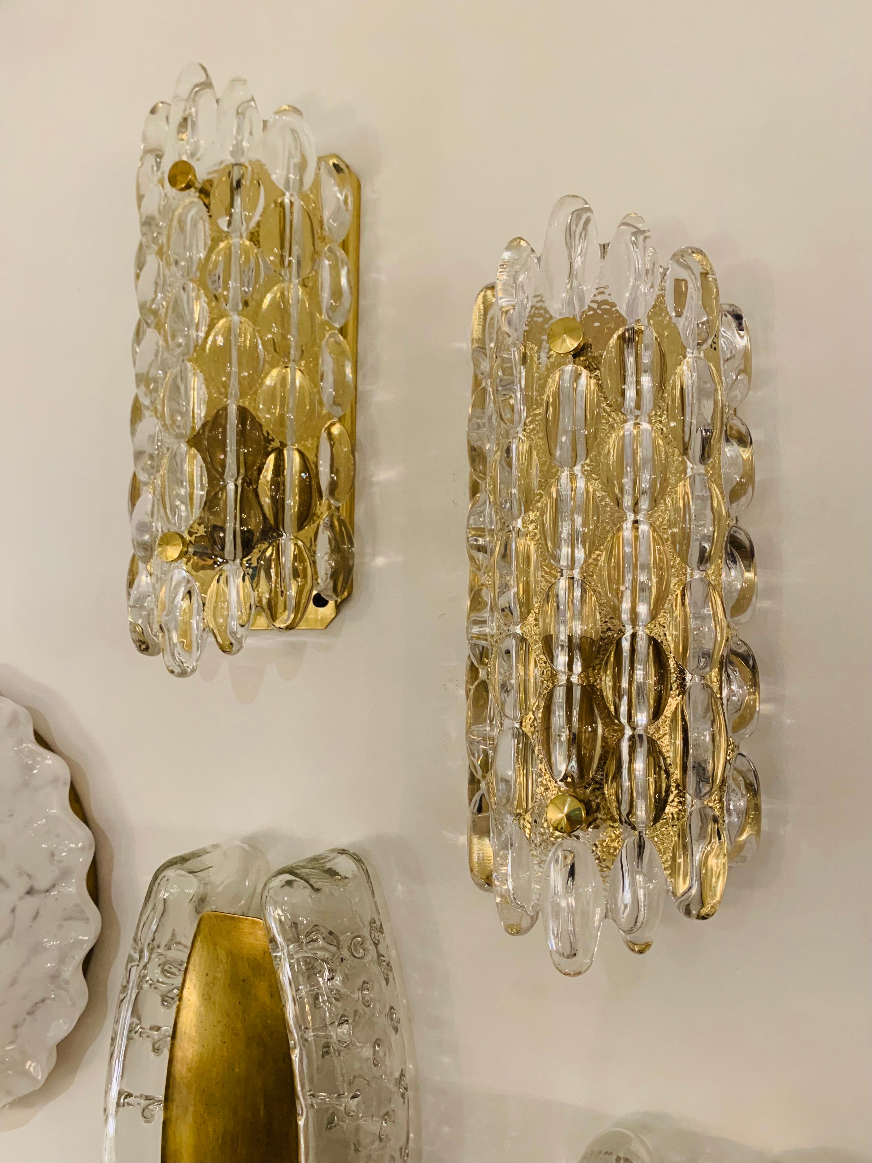Pair of Karl Fagerland Orrefors Crystal Wall Lights 3