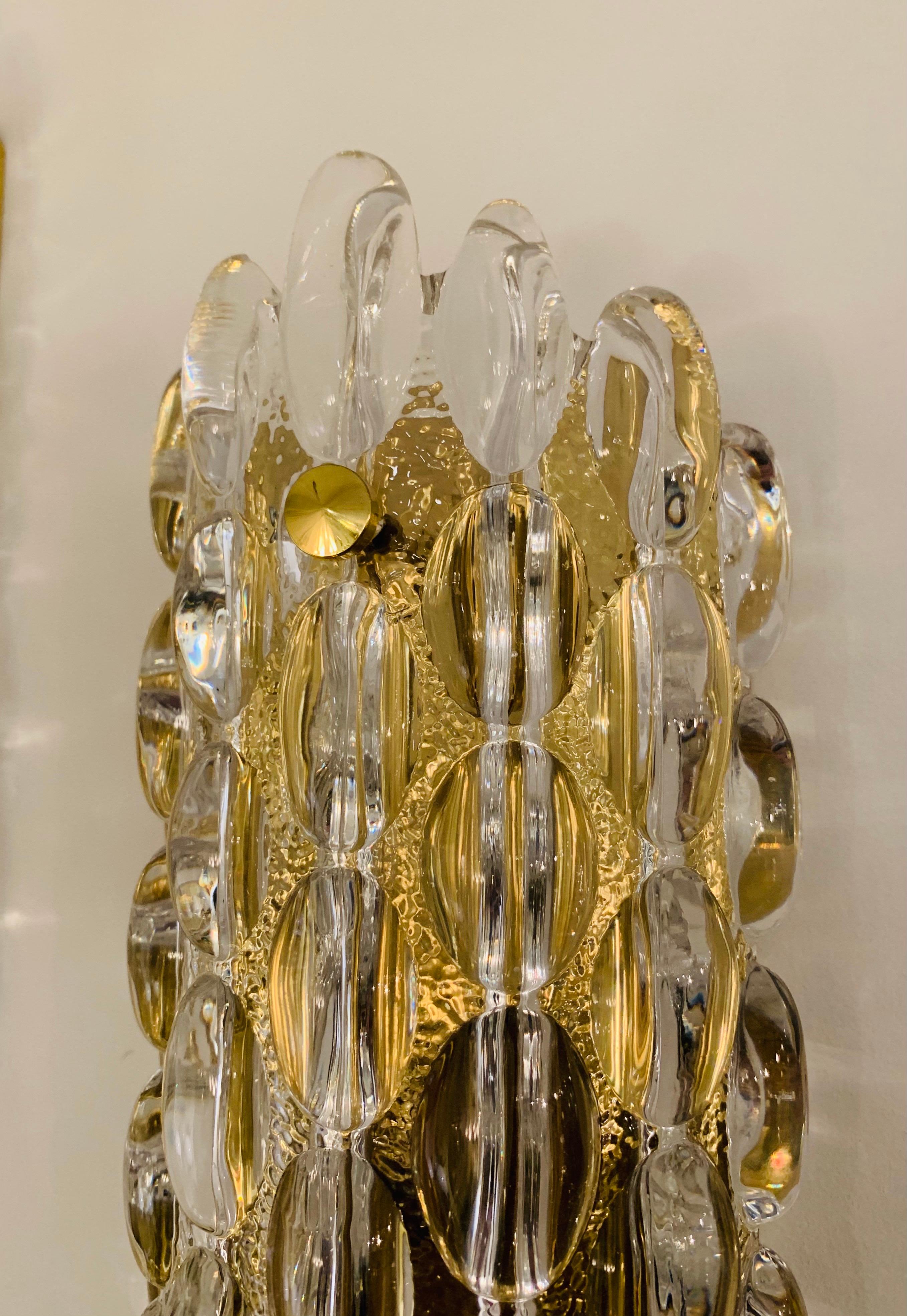 Pair of Karl Fagerland Orrefors Crystal Wall Lights In Excellent Condition In New York, NY