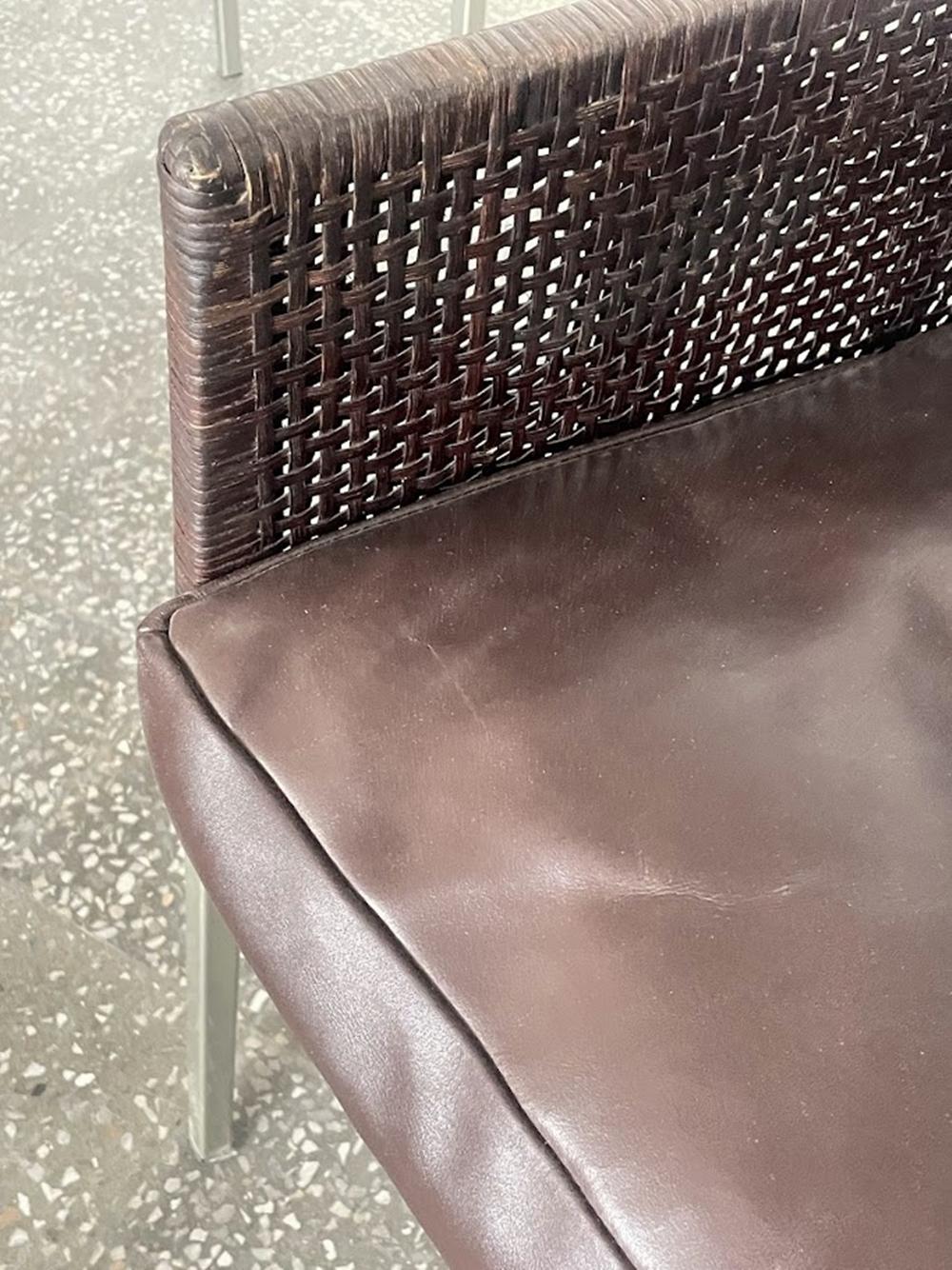 Pair of Karl-Friedrich Förster Leather and Rattan Chairs Germany 1990s For Sale 2
