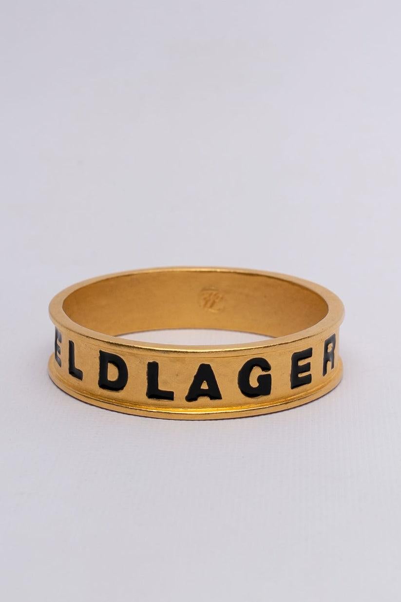 Pair of Karl Lagerfeld Golden Bracelets For Sale 1